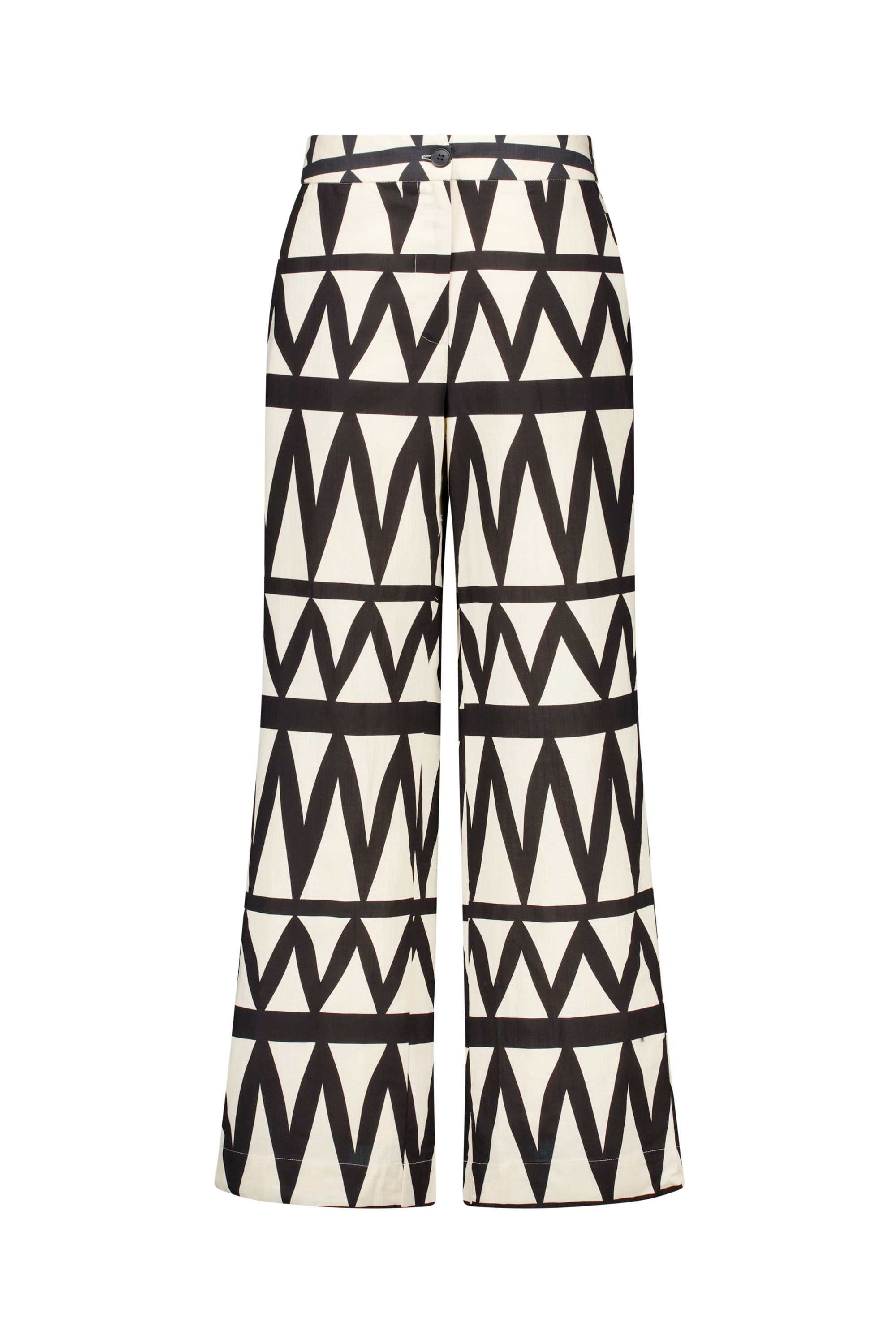 Norah Wide fit broek | Ecru/zwart | Grafische print sand/black 217111-152