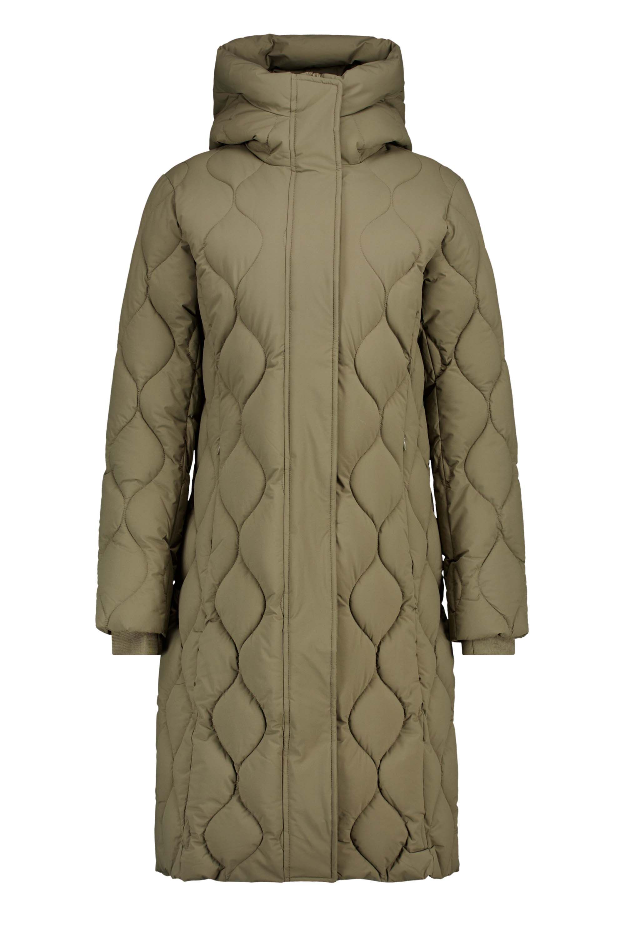 Norah Donkergroene jas met gestikt golvend patroon army green 217116-595