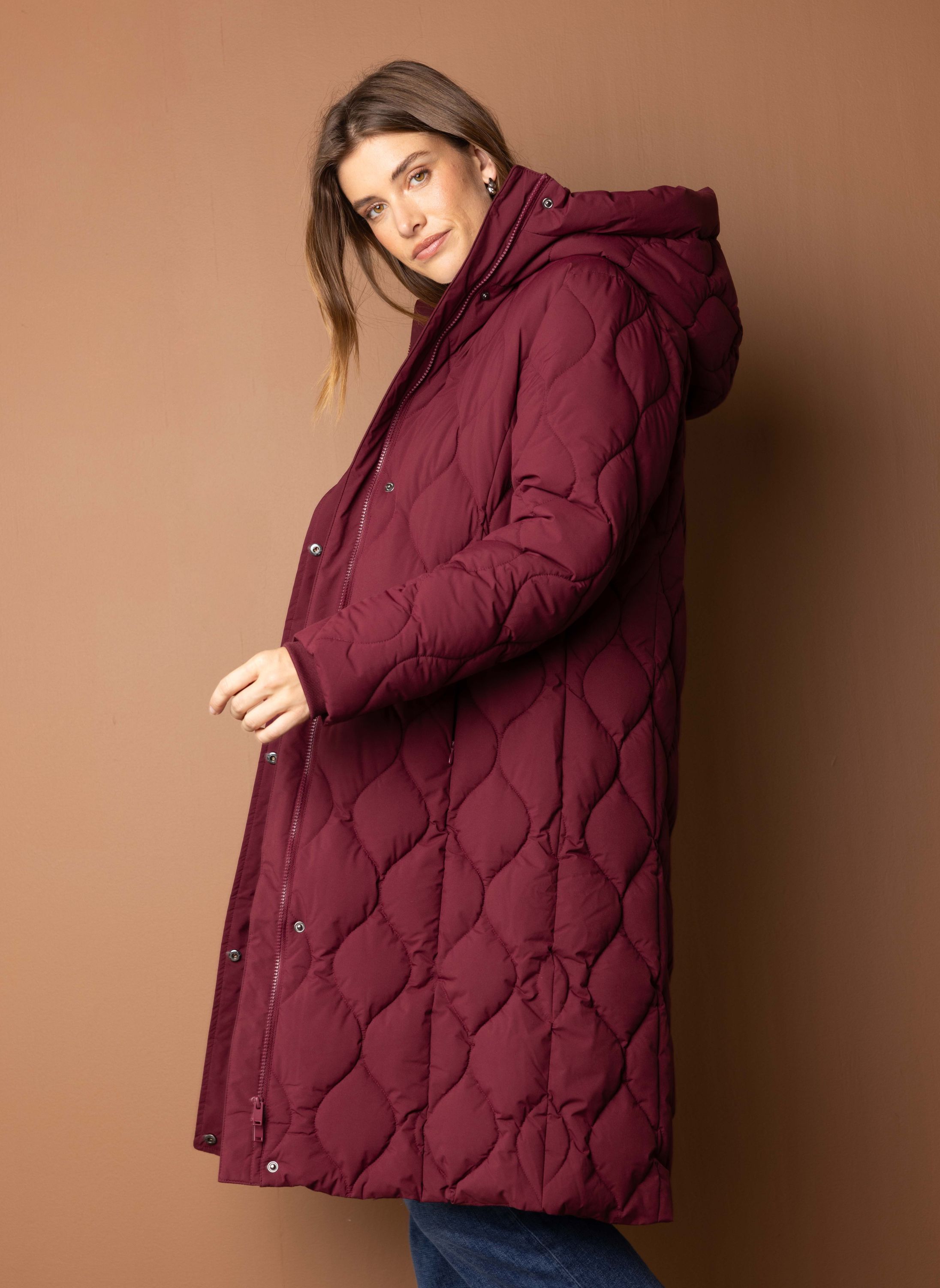 Norah Lange bordeauxkleurige jas met voering wine red 217116-697