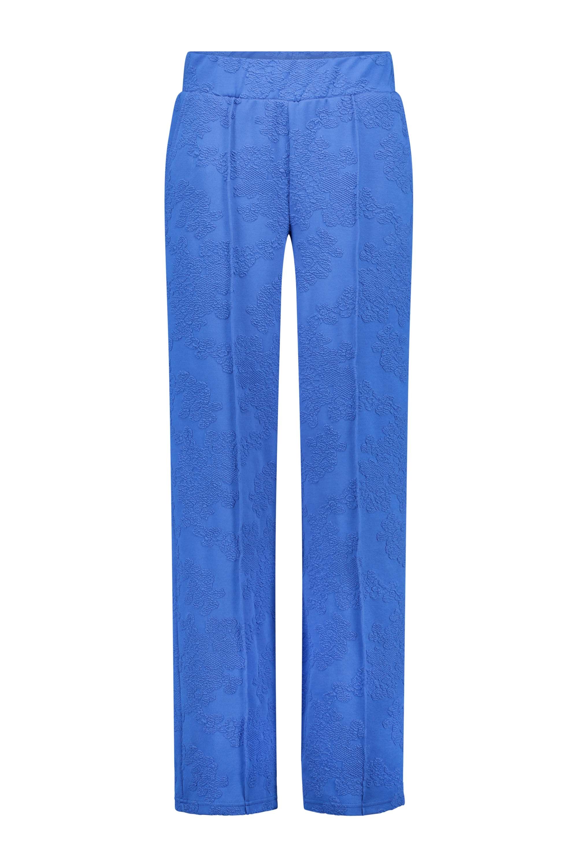 Norah Blauwe rechte broek met structuur royal blue 217117-466