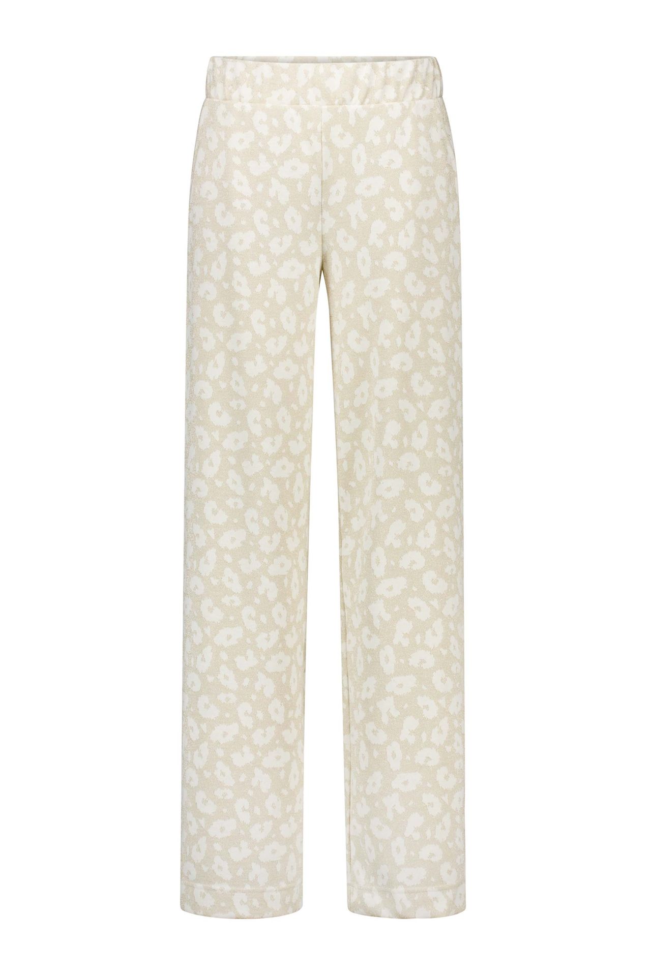 Norah Ecru wijde broek met dierenprint ecru melange 217139-150