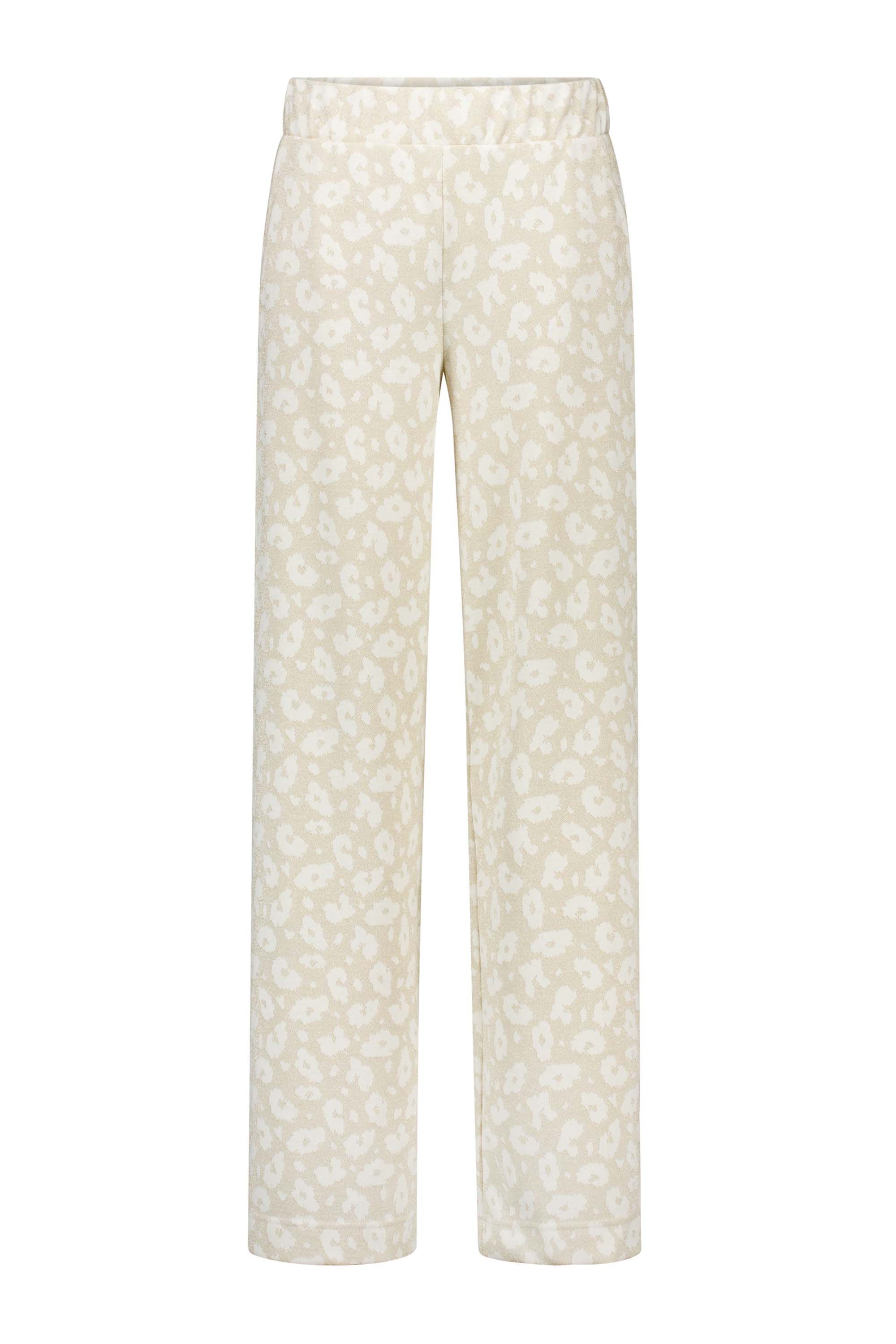 Norah Ecru wijde broek met dierenprint ecru melange 217139-150