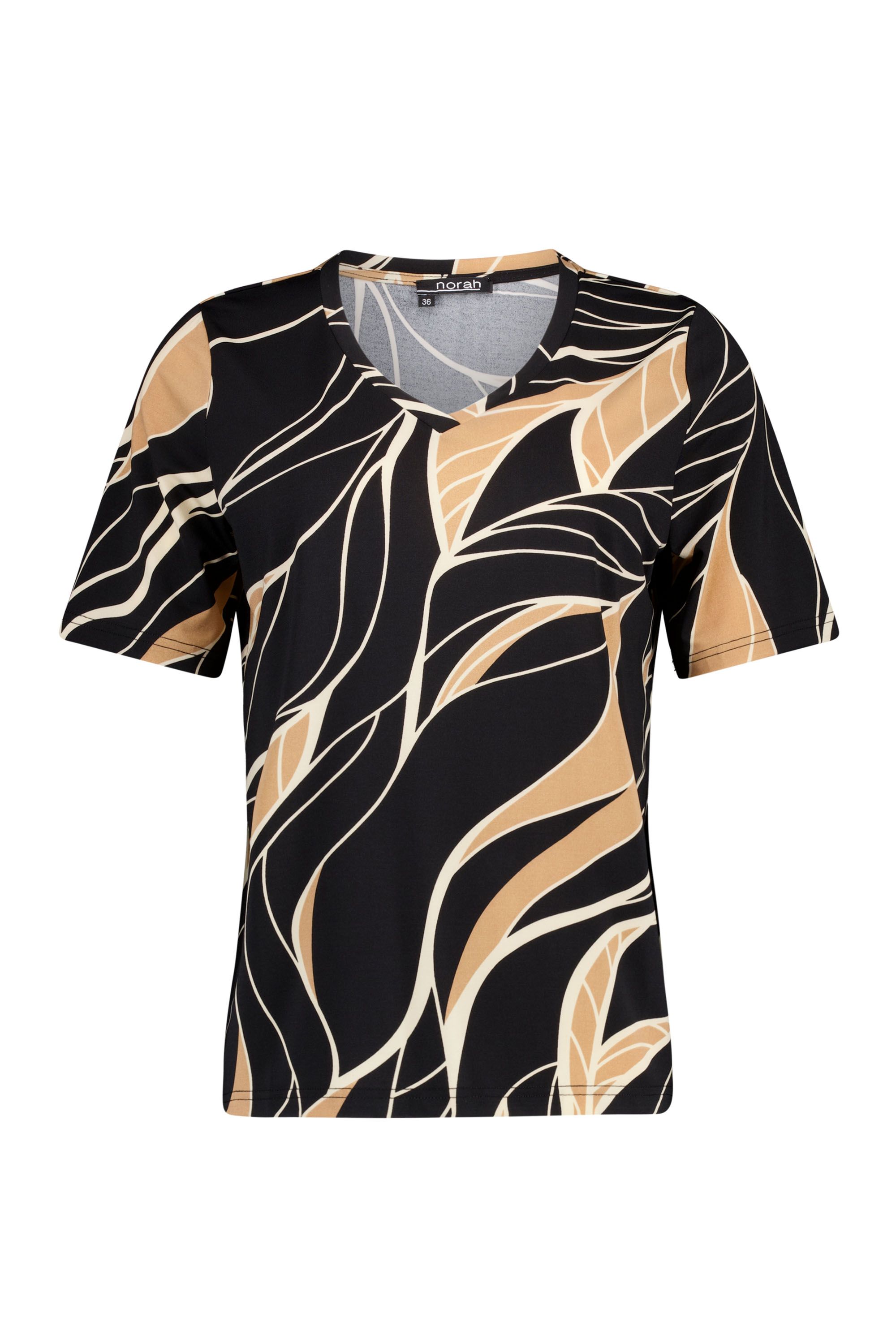 Norah Zwart shirt met grafische print black/sand 217142-030