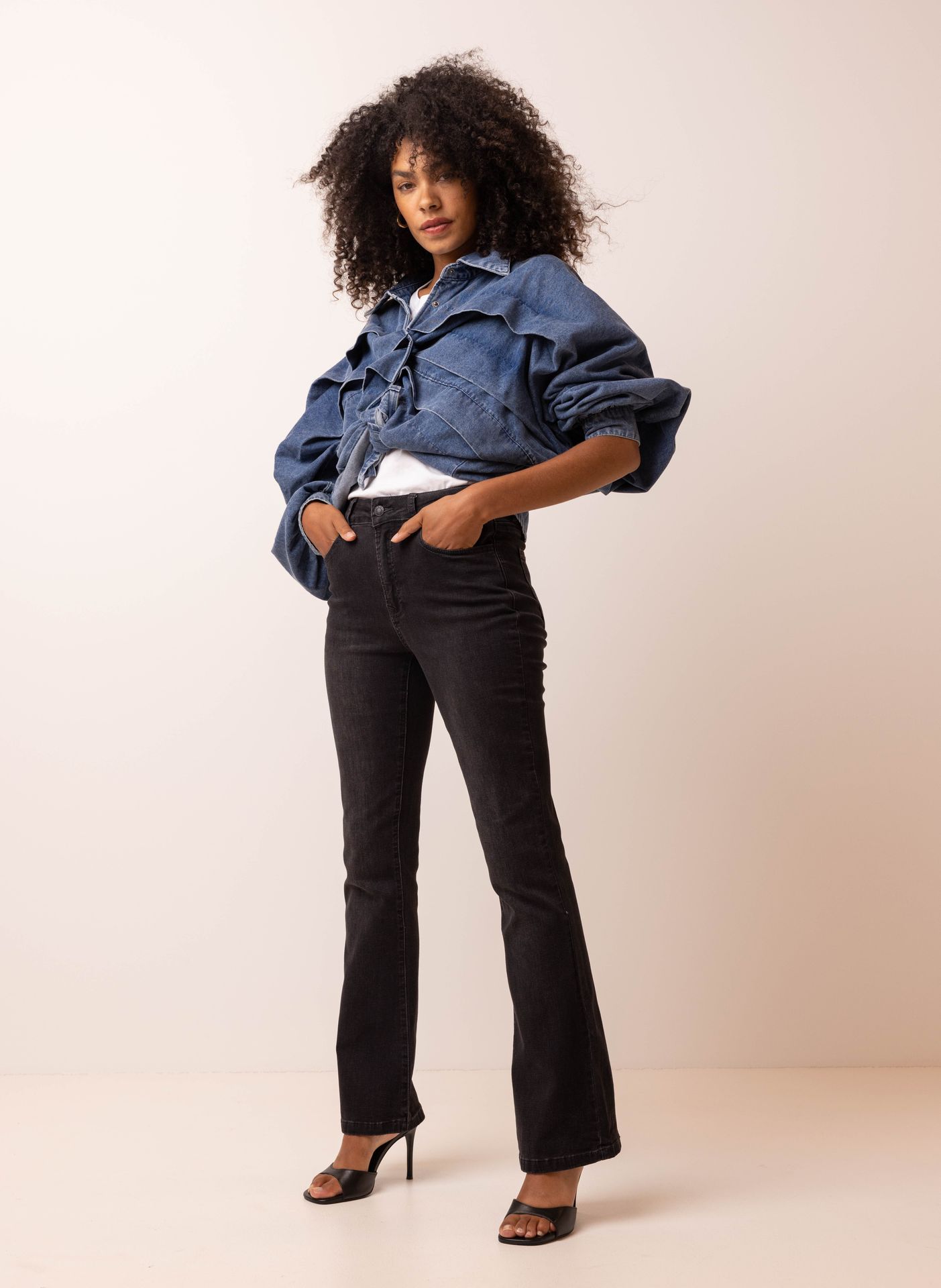 Norah Flora jeans | Flared | Donkergrijs | L32 grey 217145-045