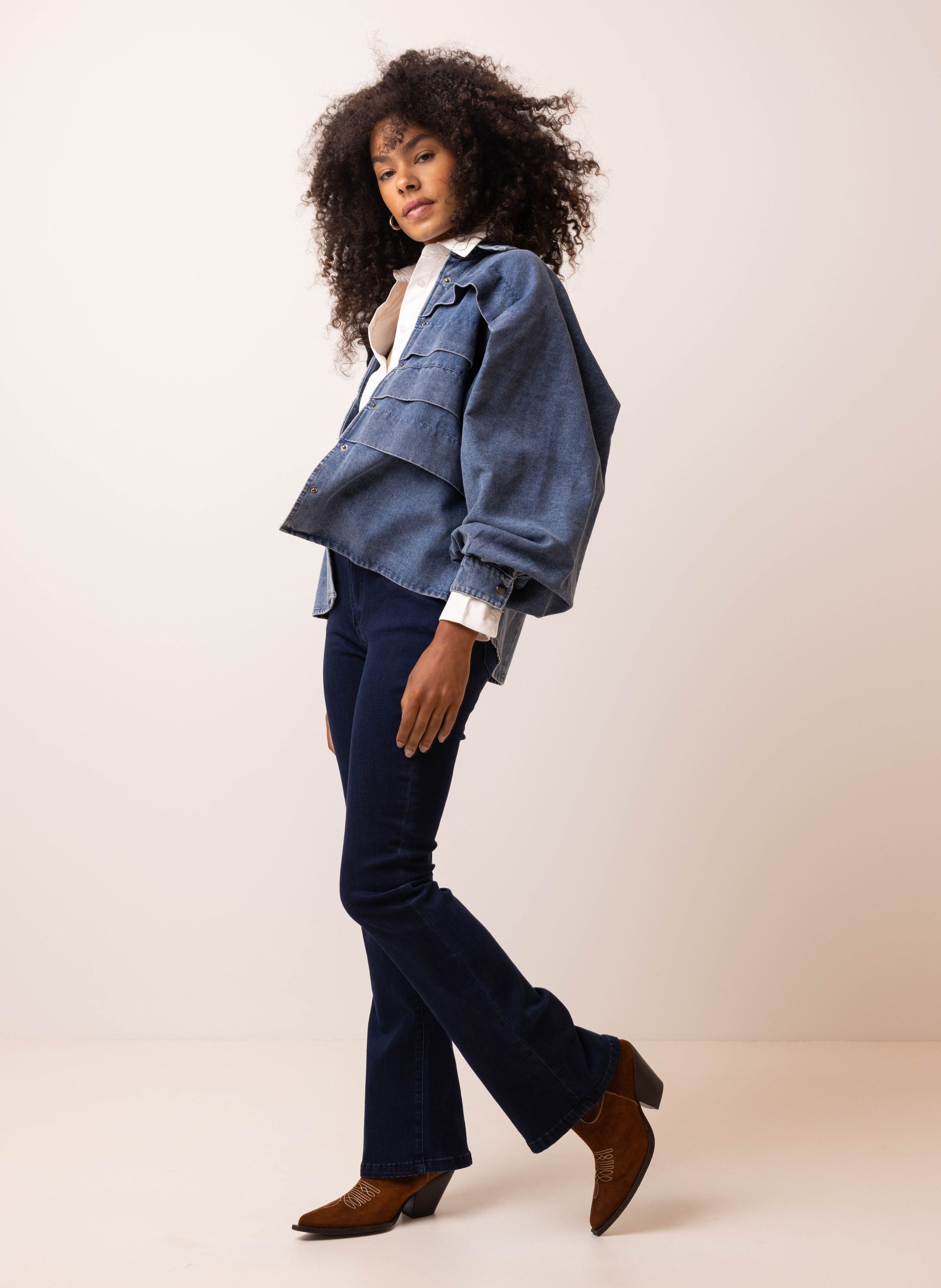 Norah Flora jeans | Flared | Donkerblauw | L32 dark blue 217147-499