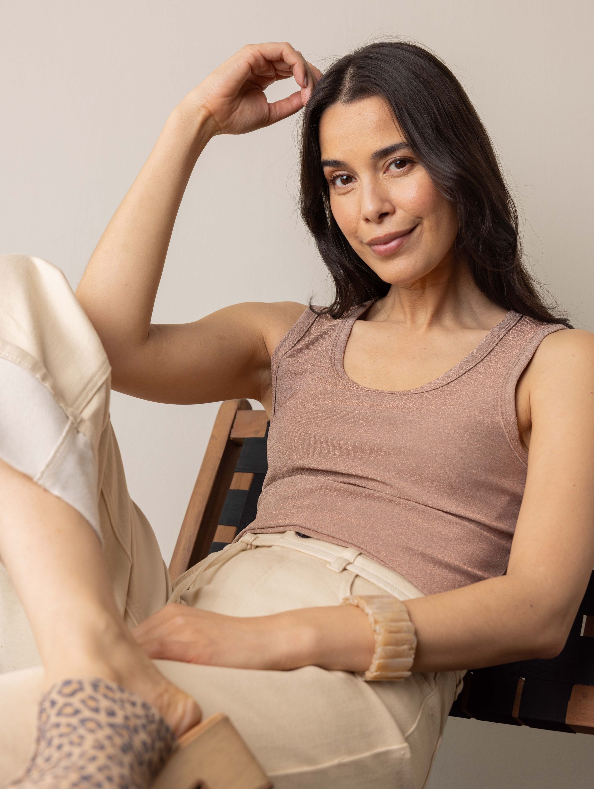 Norah Bronzen top met glans bronze 217154-310-36