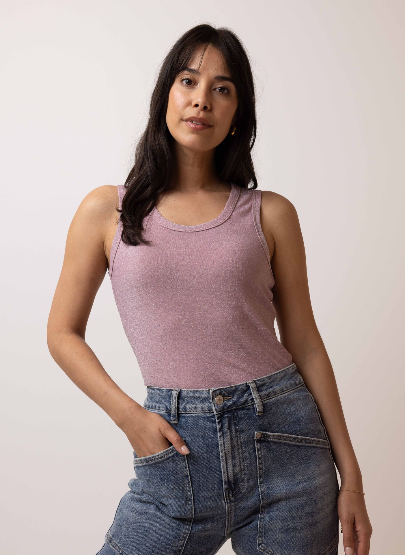 Norah Roze top met glans pink 217154-900