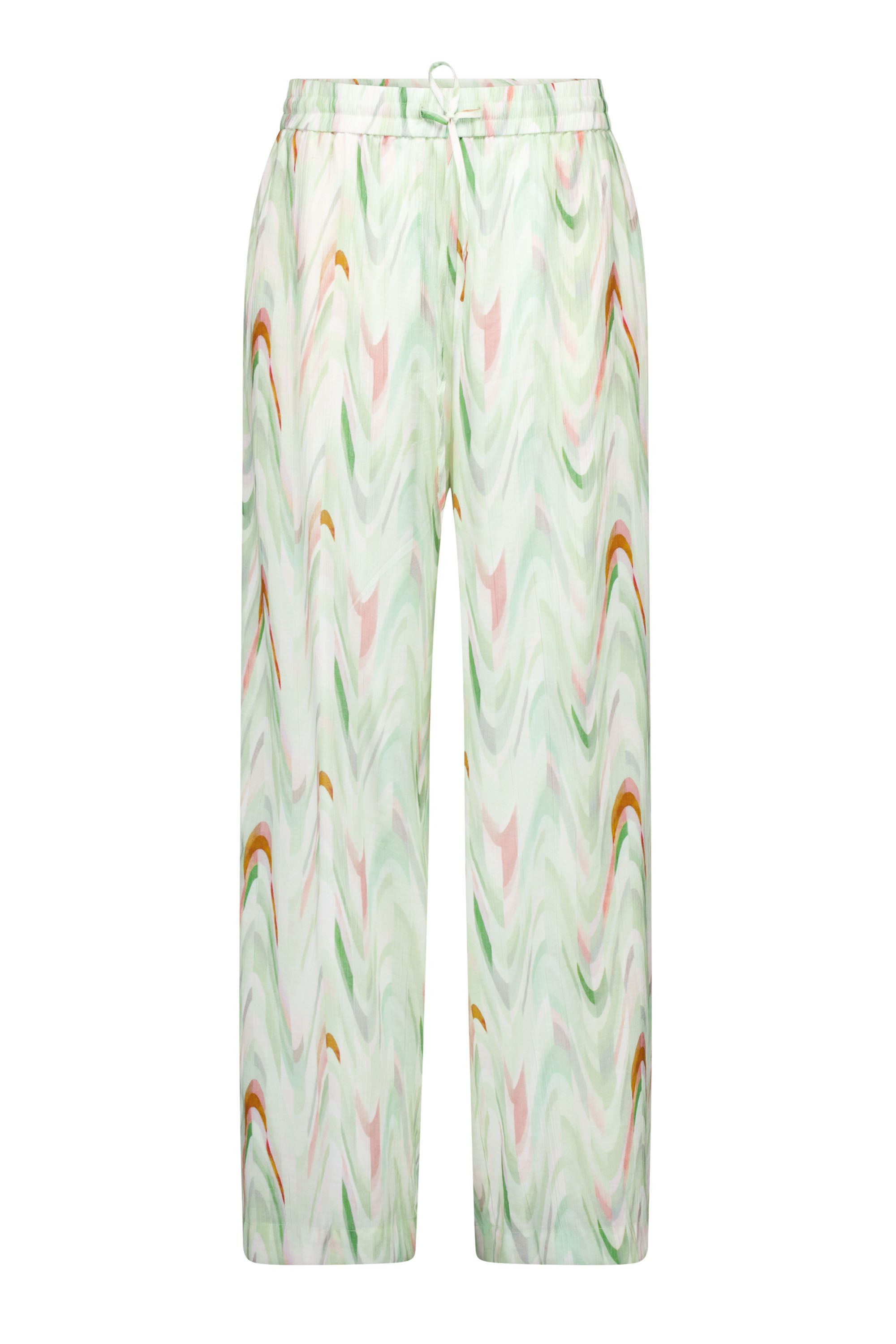 Norah Meerkleurige wijde broek met kleurrijk patroon green multicolor 217160-520