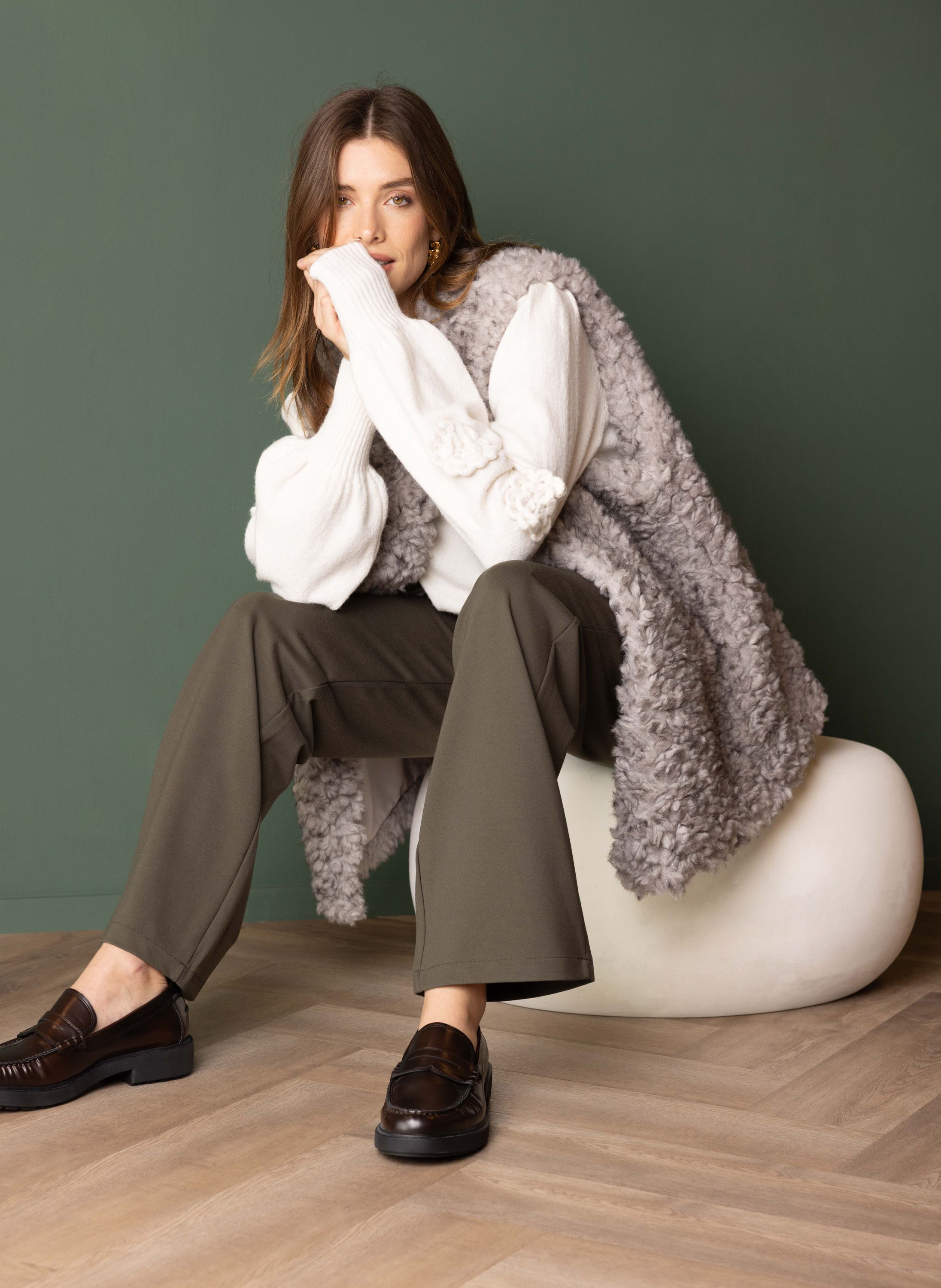 Norah Grijs gilet van imitatiebont grey melange 217175-050