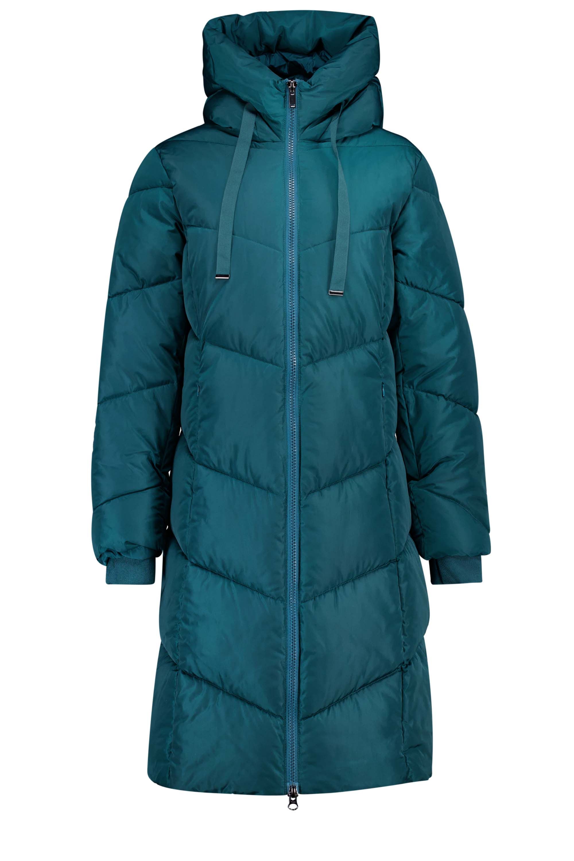 Norah Petrolblauwe jas met gestikt  patroon teal 217182-666