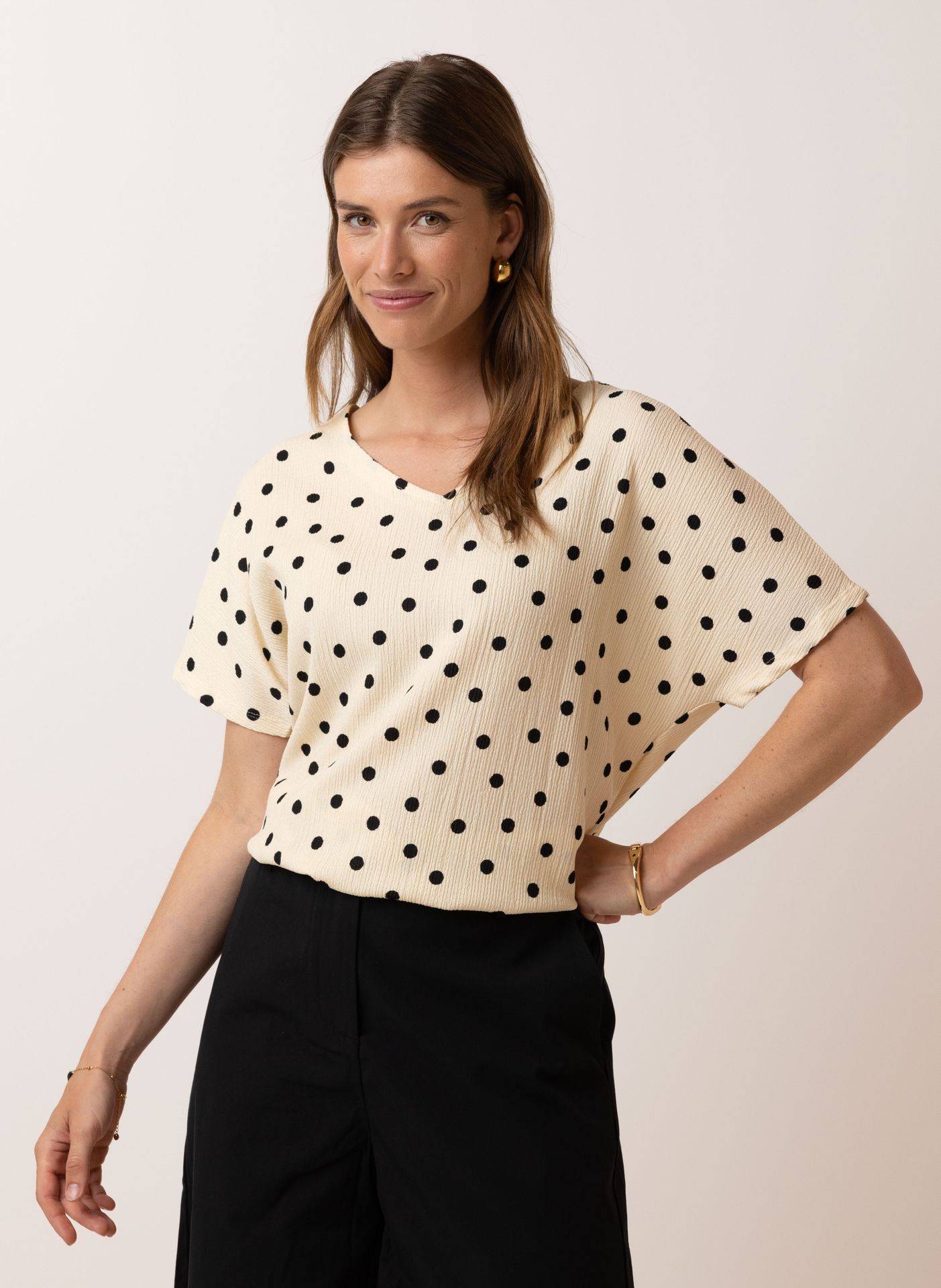 Norah Meerkleurig shirt ecru/black 217184-170
