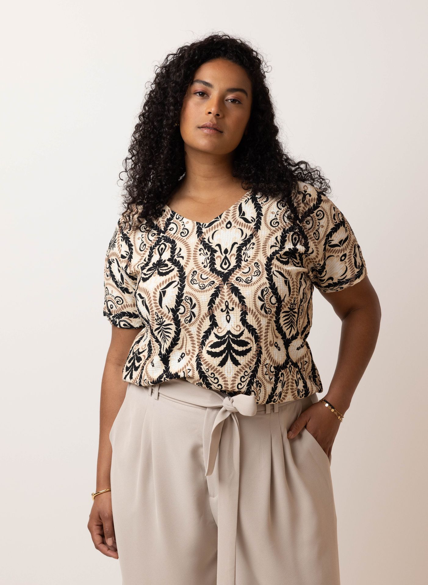 Norah Meerkleurig shirt ecru/black 217186-170