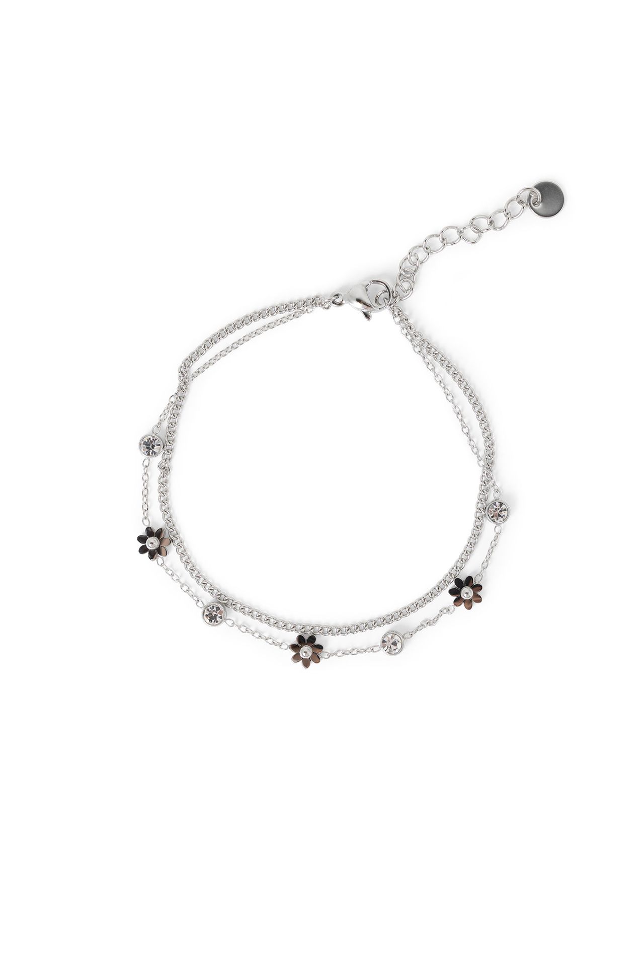 Norah Zilverkleurige armband met steentjes en bloemen silver 217195-099