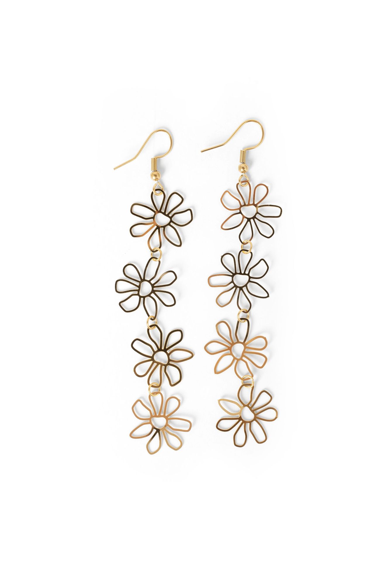 Norah Goudkleurige oorbellen met bloemen gold 217203-199