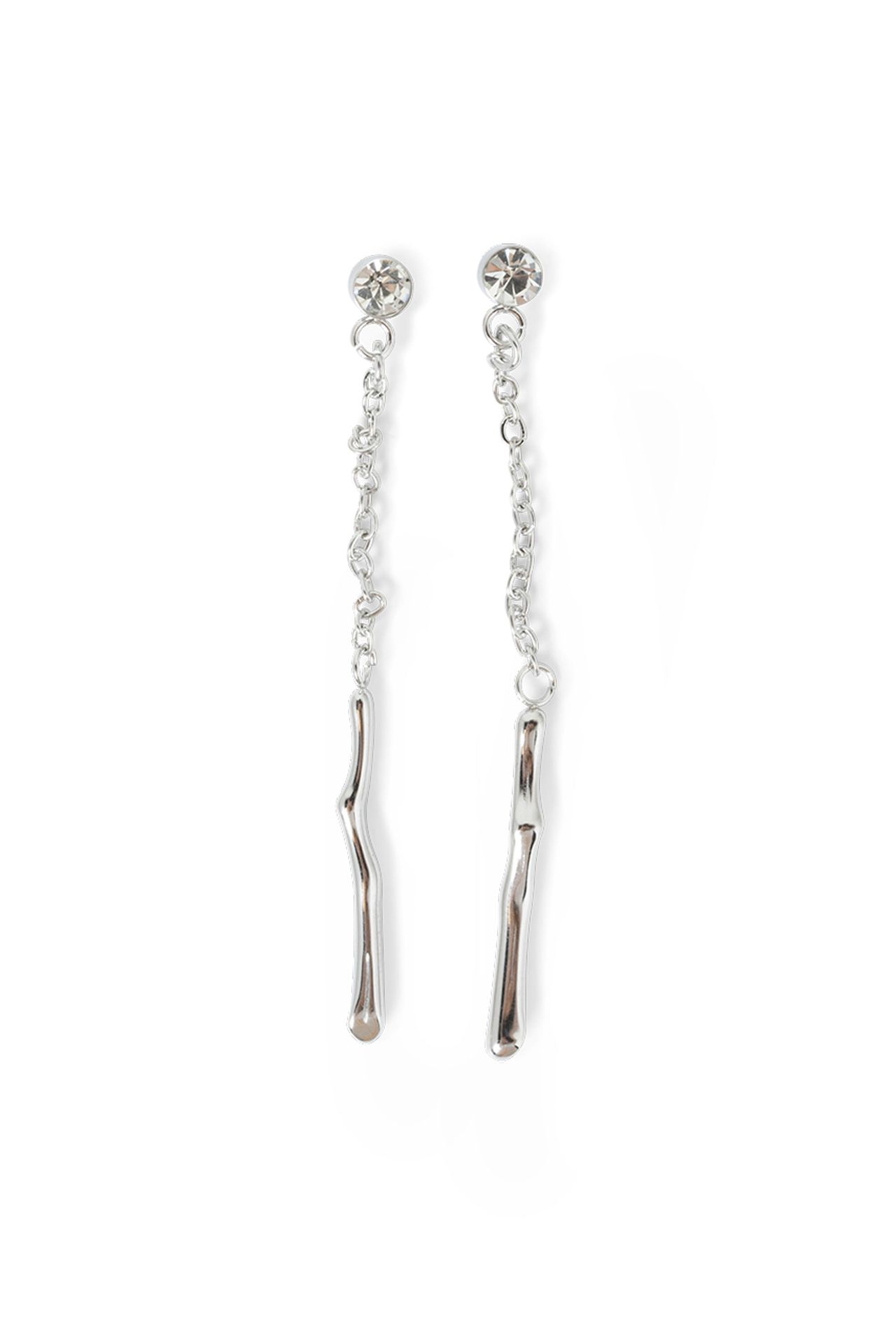 Norah Zilverkleurige oorbellen met steentje en hanger silver 217219-099