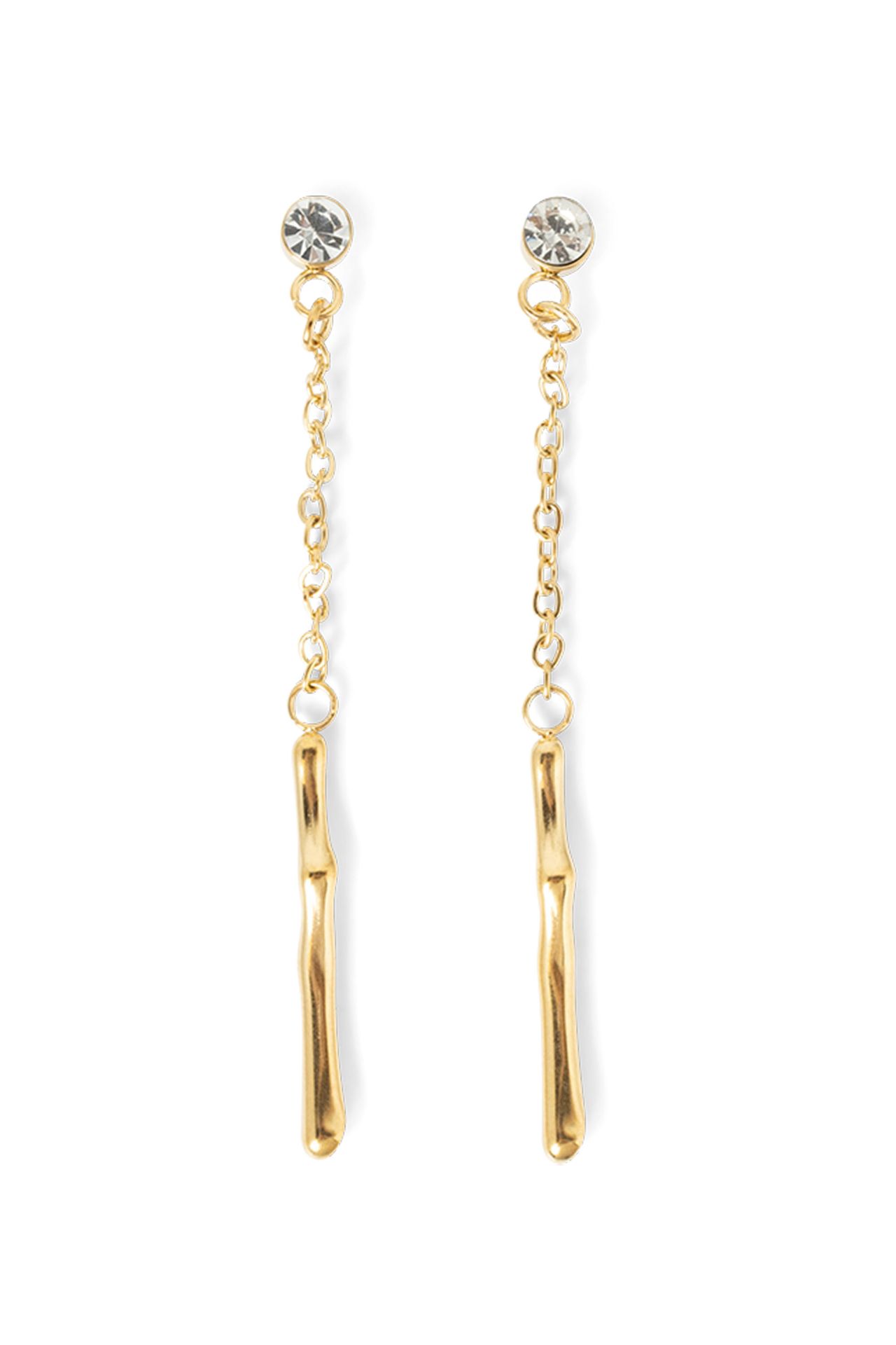 Norah Goudkleurige oorbellen met steentje en hanger gold 217220-199