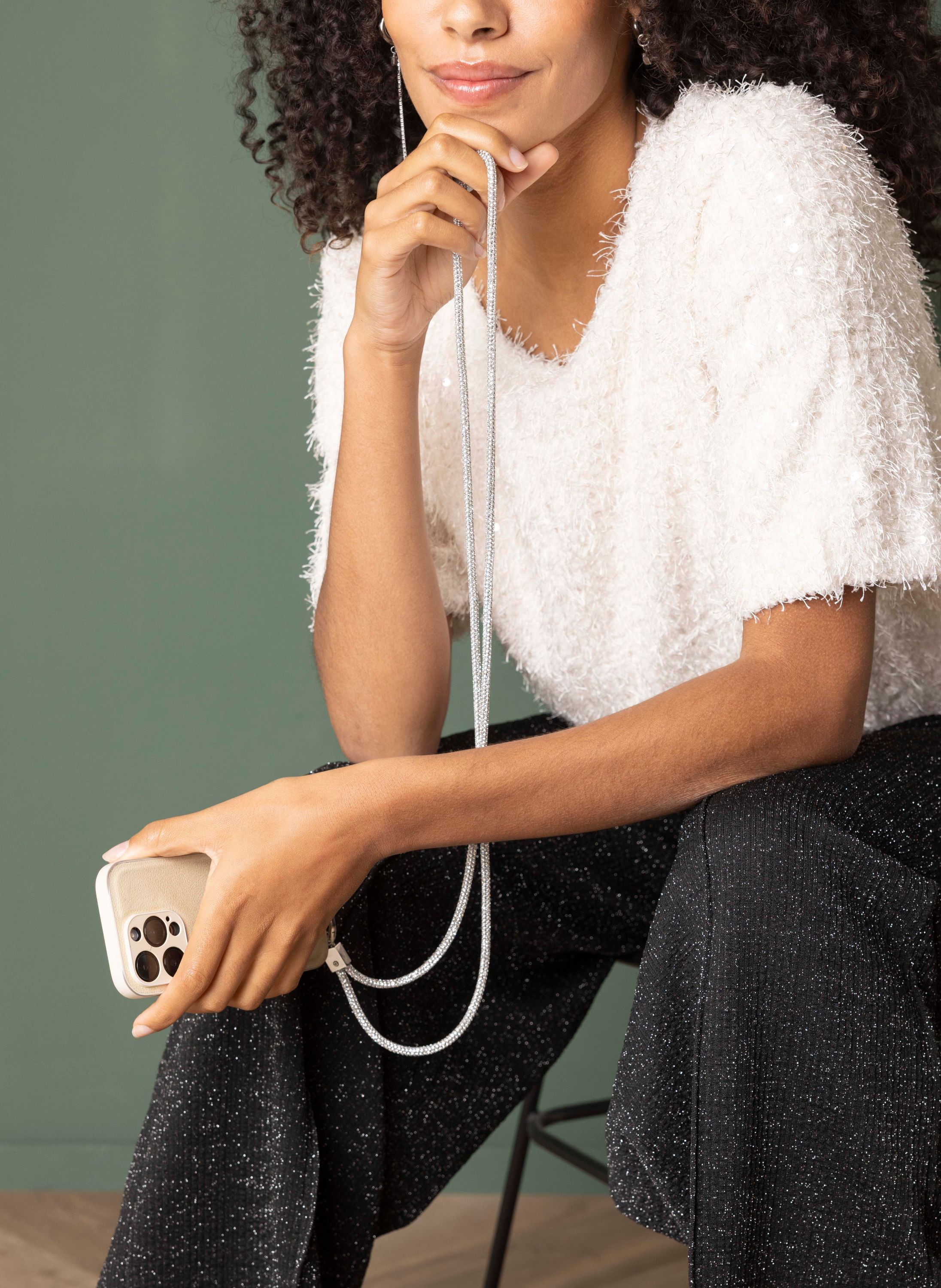 Norah Telefoonkoord met zilverkleurige steentjes silver 217240-099-ONE