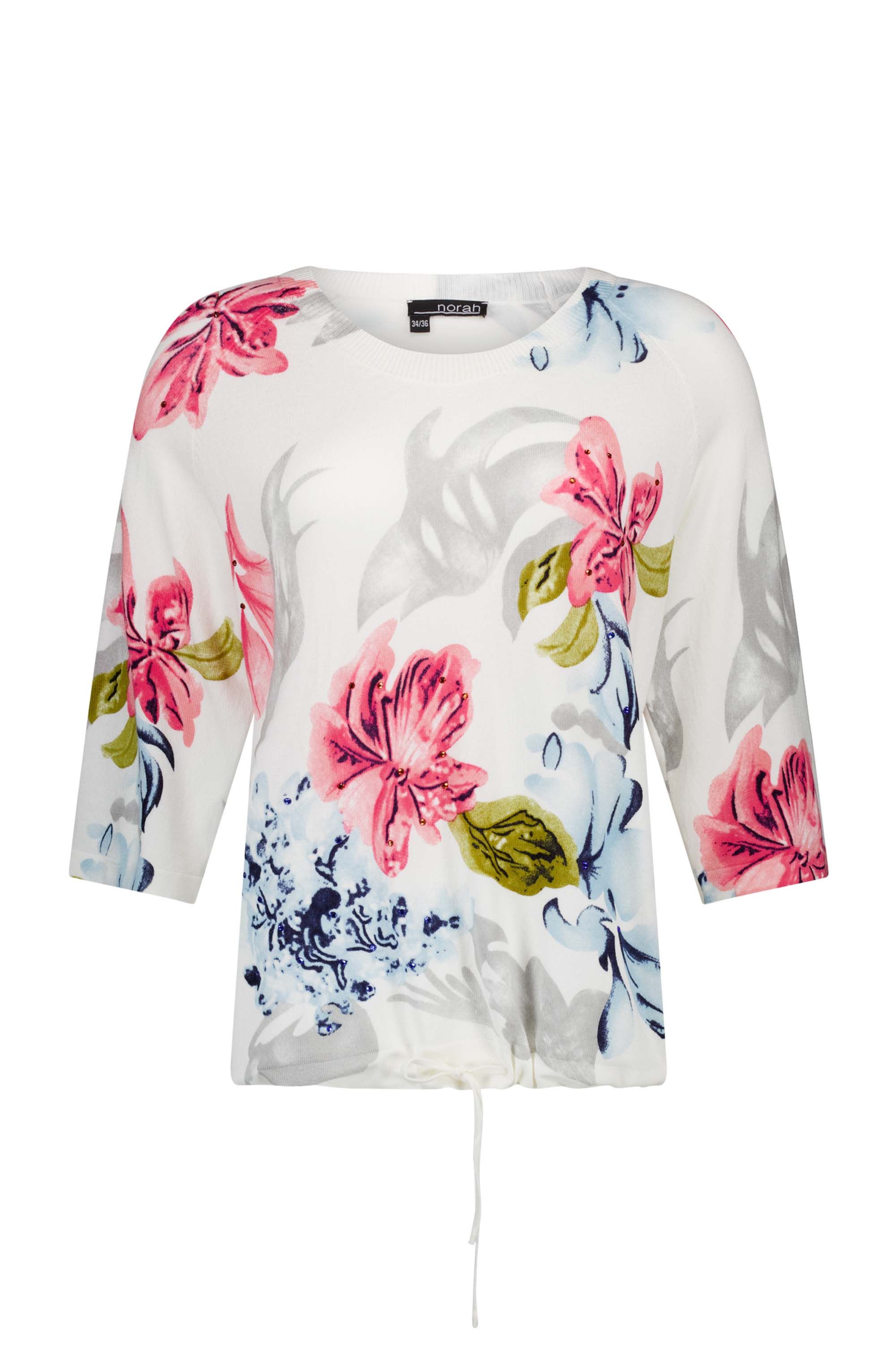 Norah Fijngebreide trui met bloemendessin multicolor 217247-002-46-48