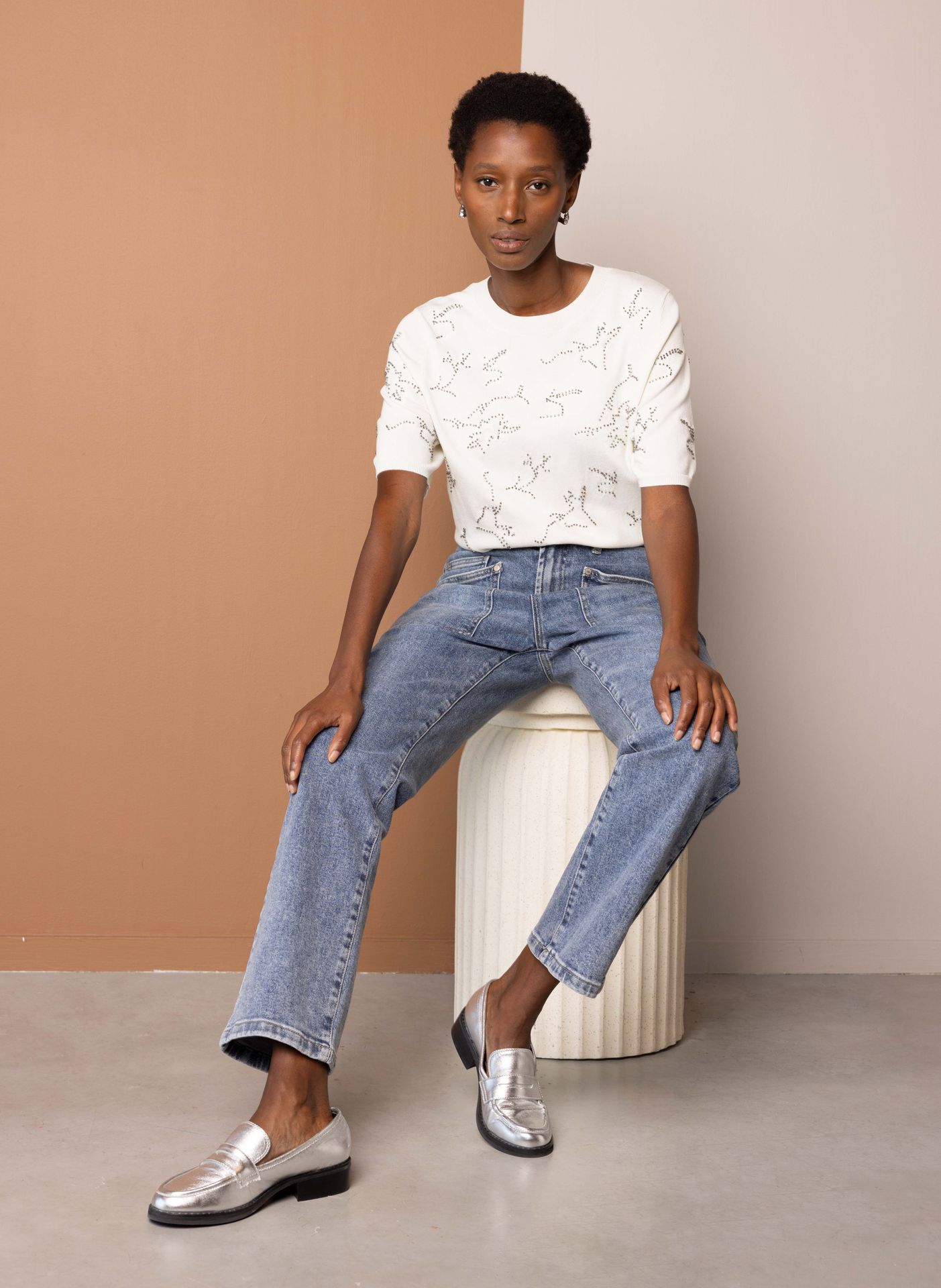 Norah Off-white trui met steentjes off-white 217250-101-44