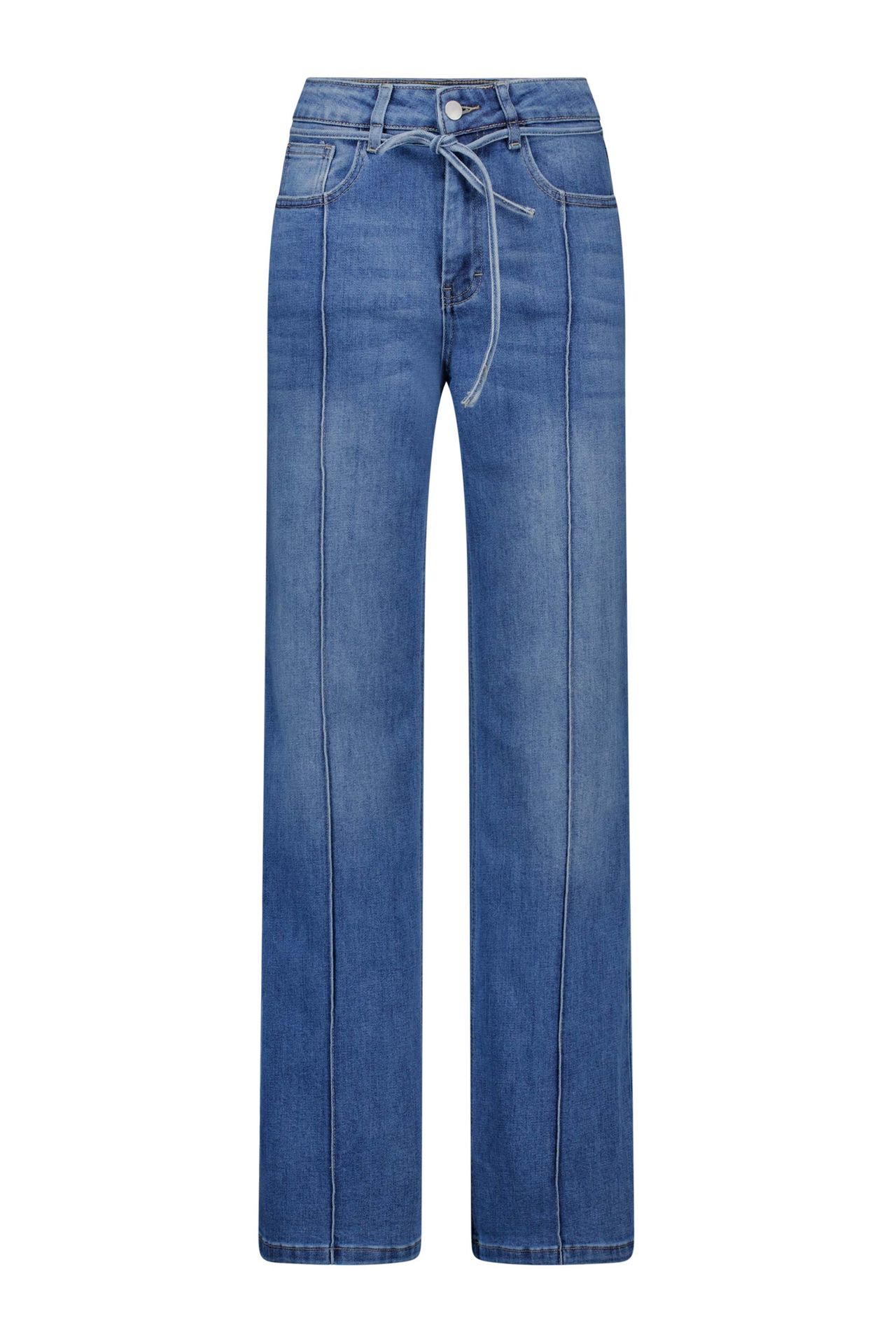 Norah Middenblauwe rechte jeans met ceintuur mid denim 217266-479-42