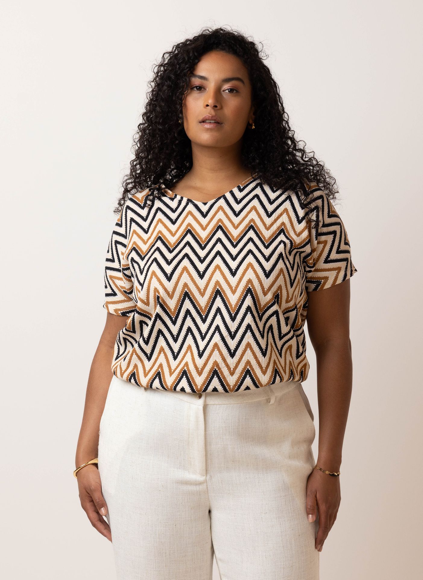 Norah Meerkleurig shirt brown multicolor 217276-220-46-48