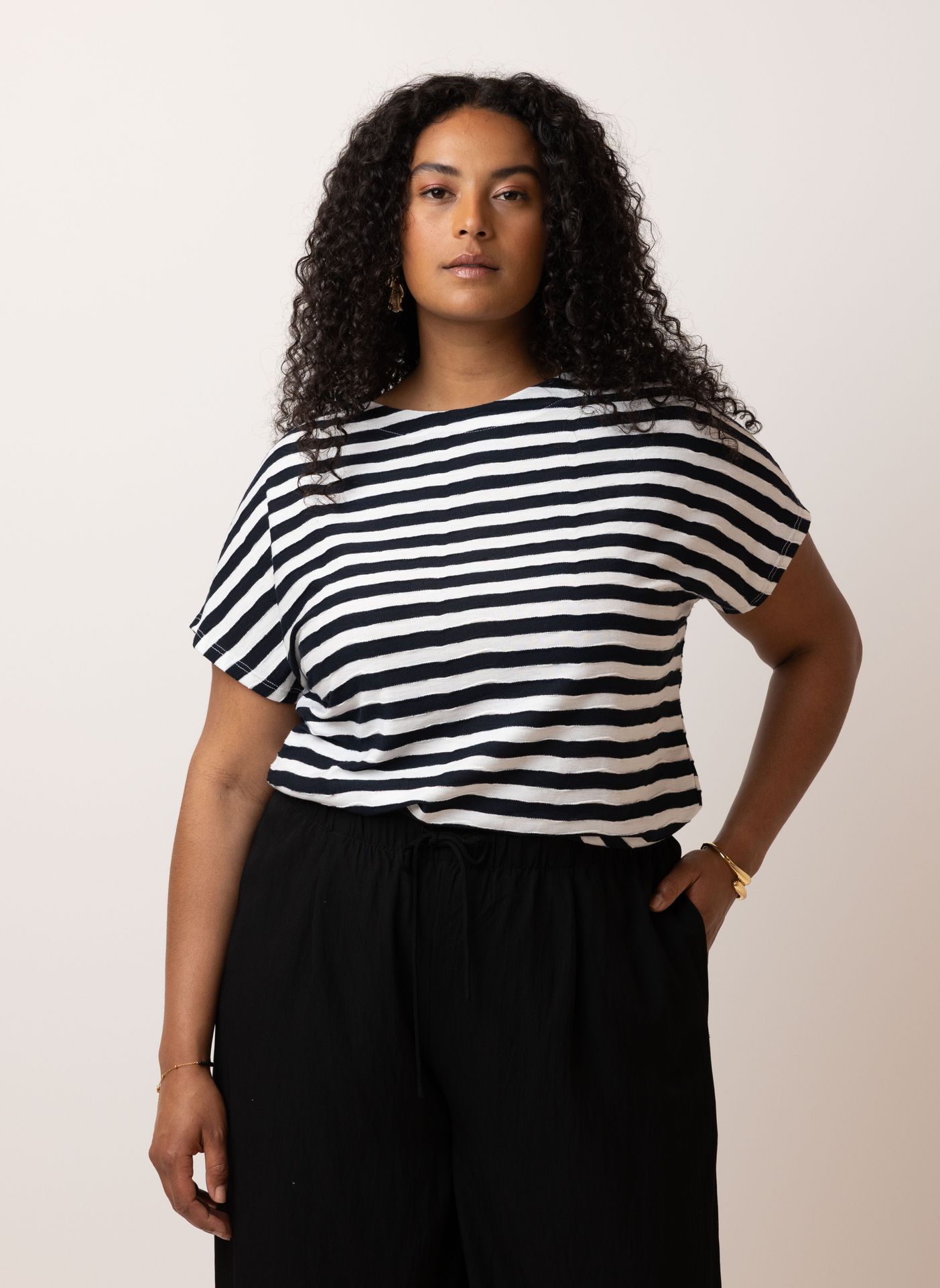 Gestreept shirt zwart