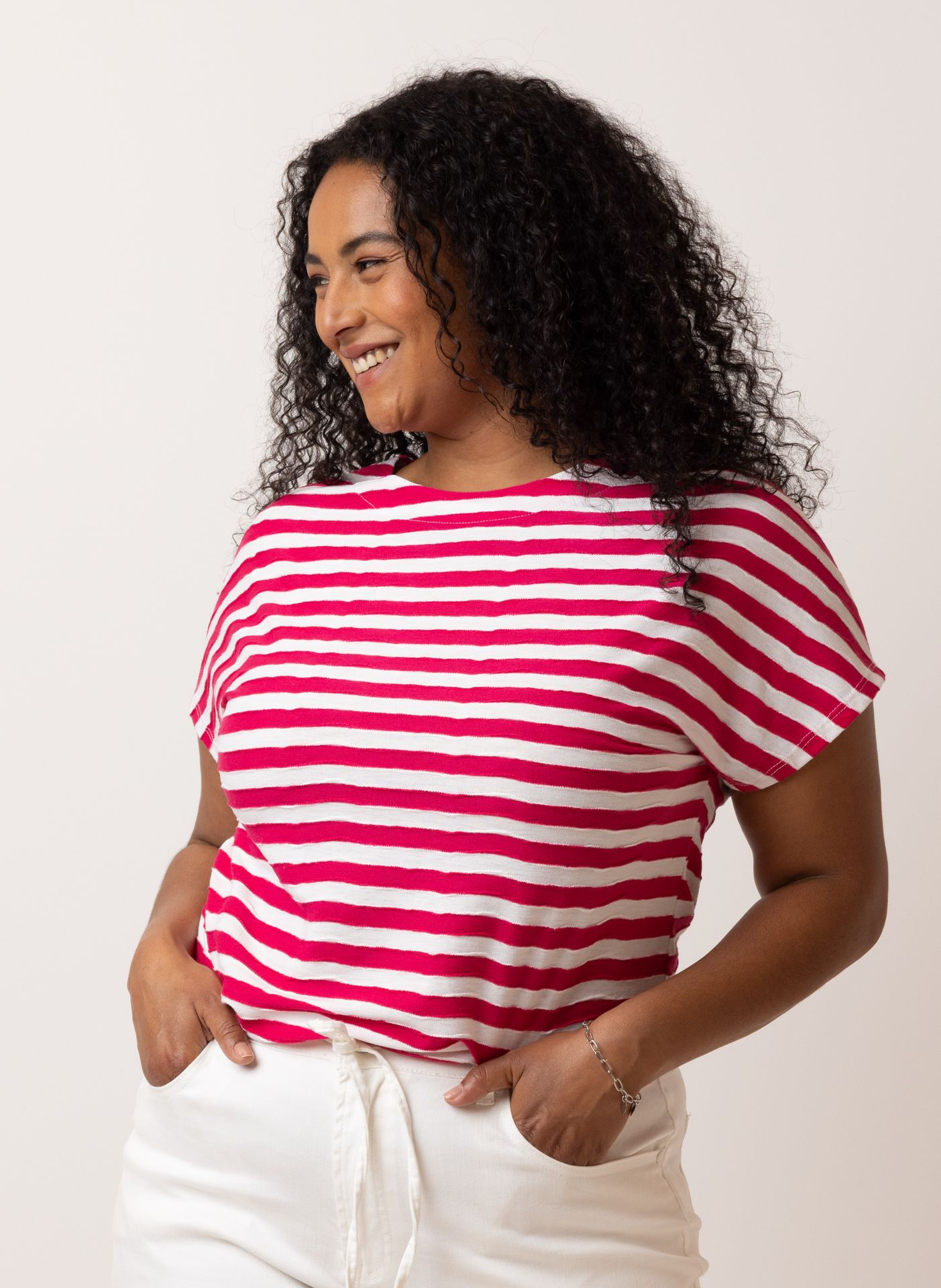 Gestreept shirt roze