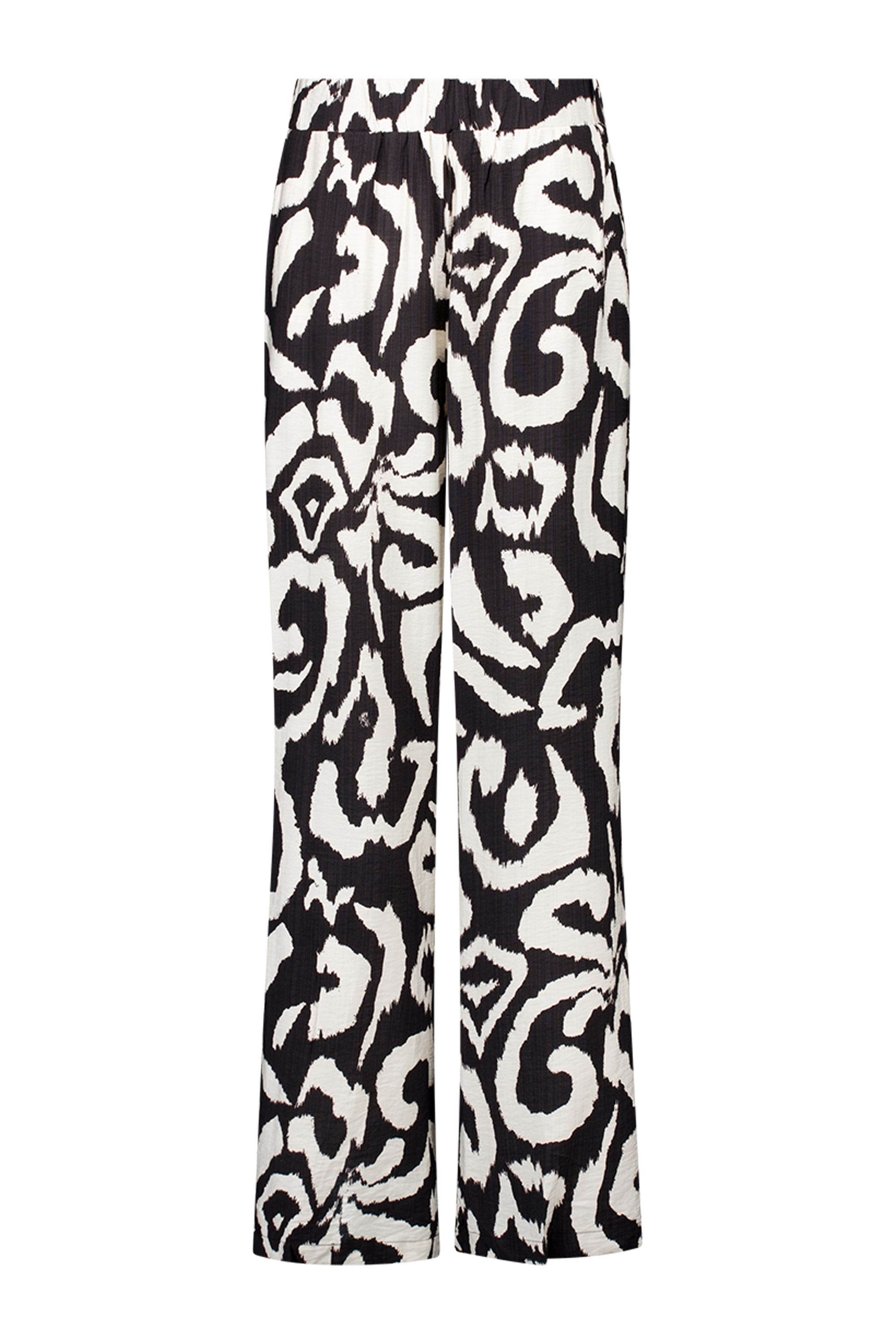 Norah Zwart/ecru broek met dierenprint black/ecru 217287-041-38