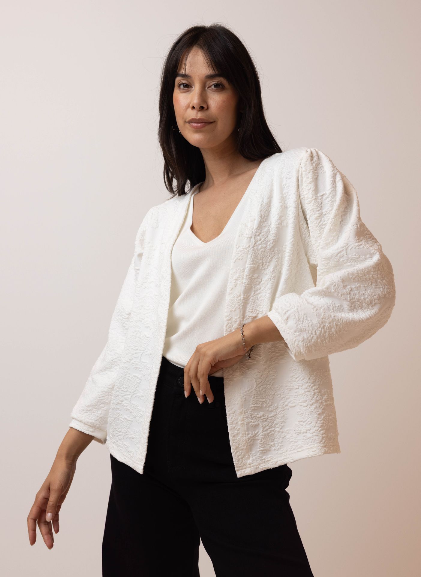 Norah Off-white vest met structuur off-white 217290-101-36