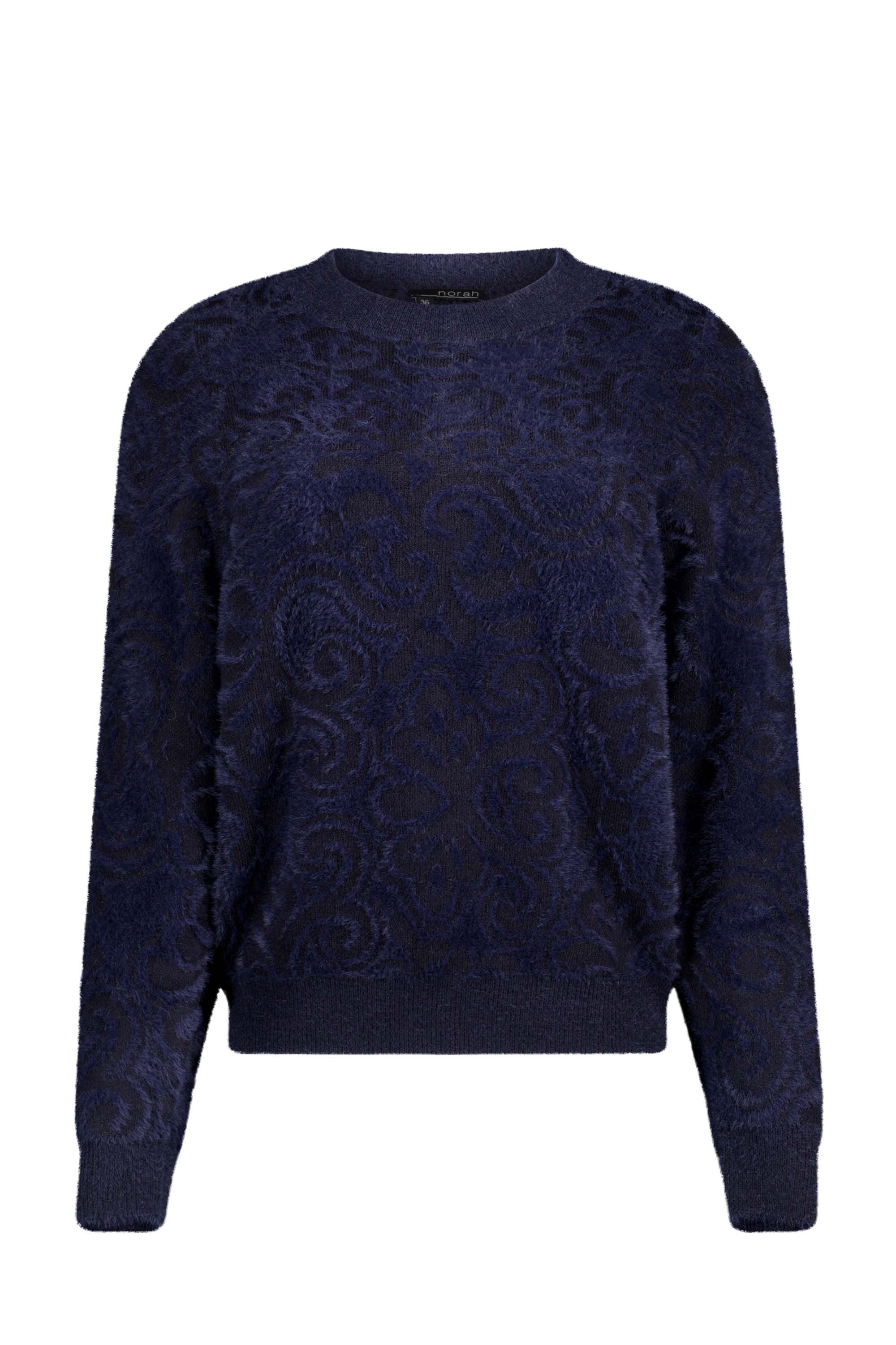 Norah Donkerblauwe trui met subtiel patroon dark blue 217296-499-46