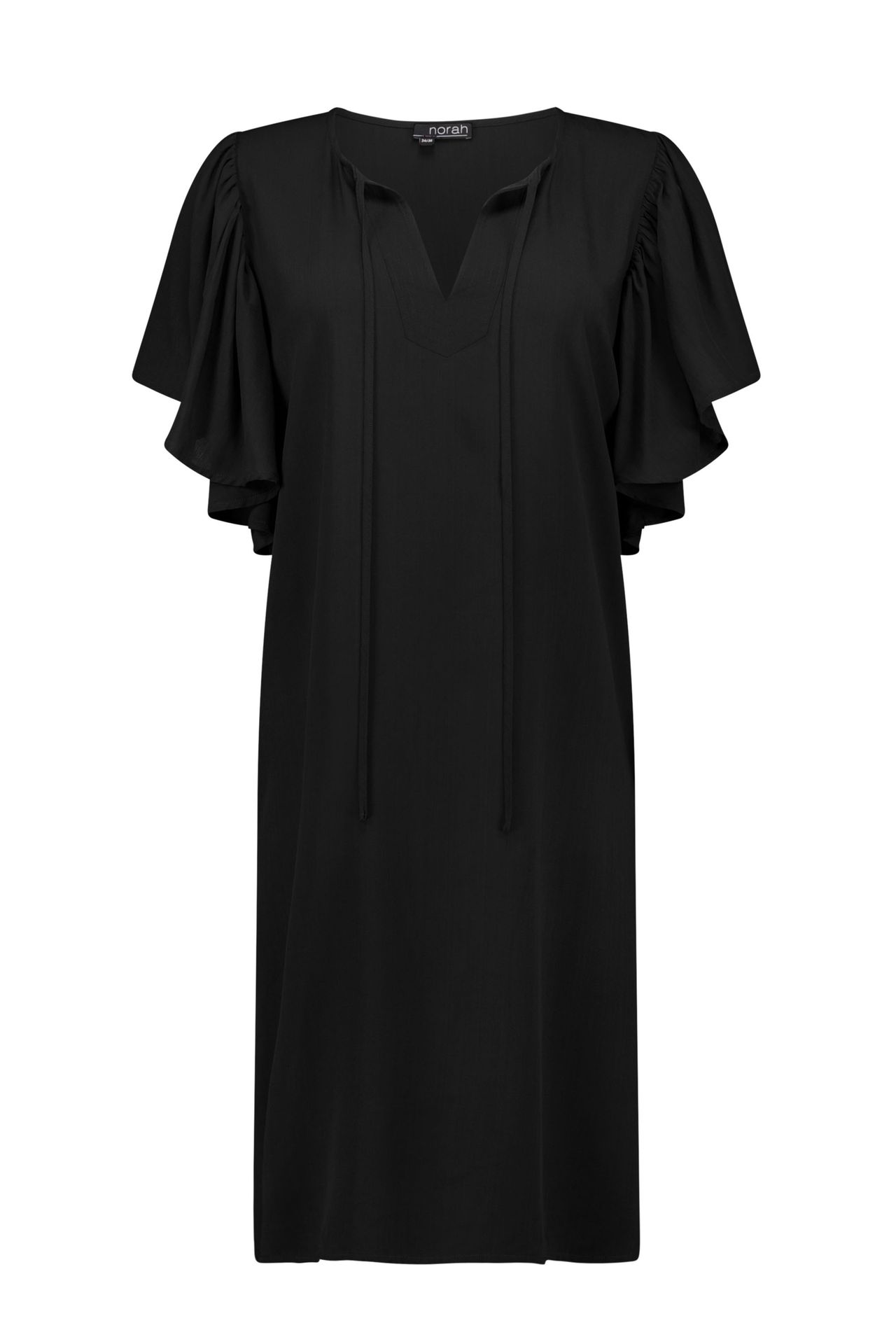 Norah Zwarte midi jurk met koord black 217300-001-38-40