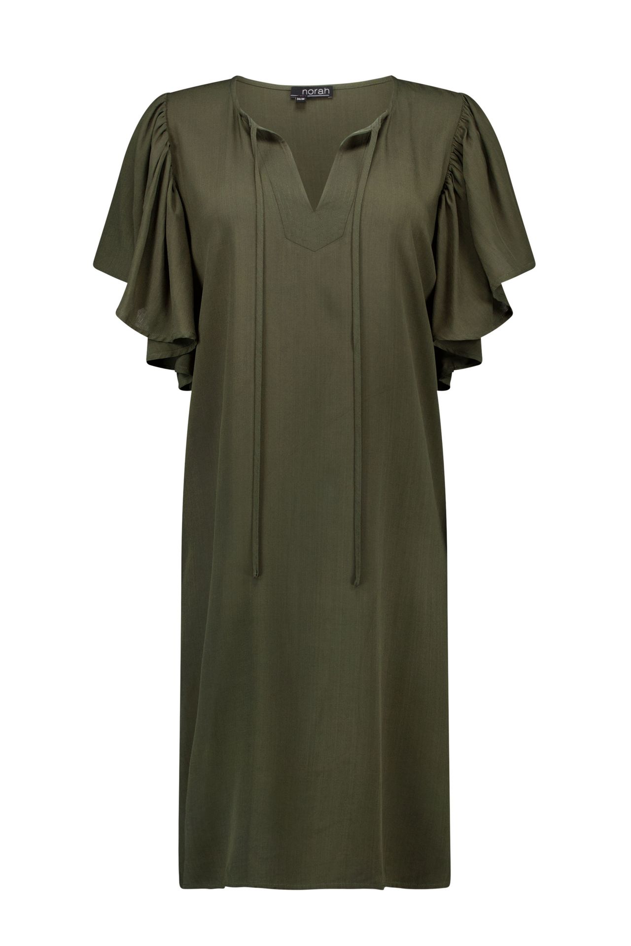 Norah Groene midi jurk met koord dark army 217300-580-46-48