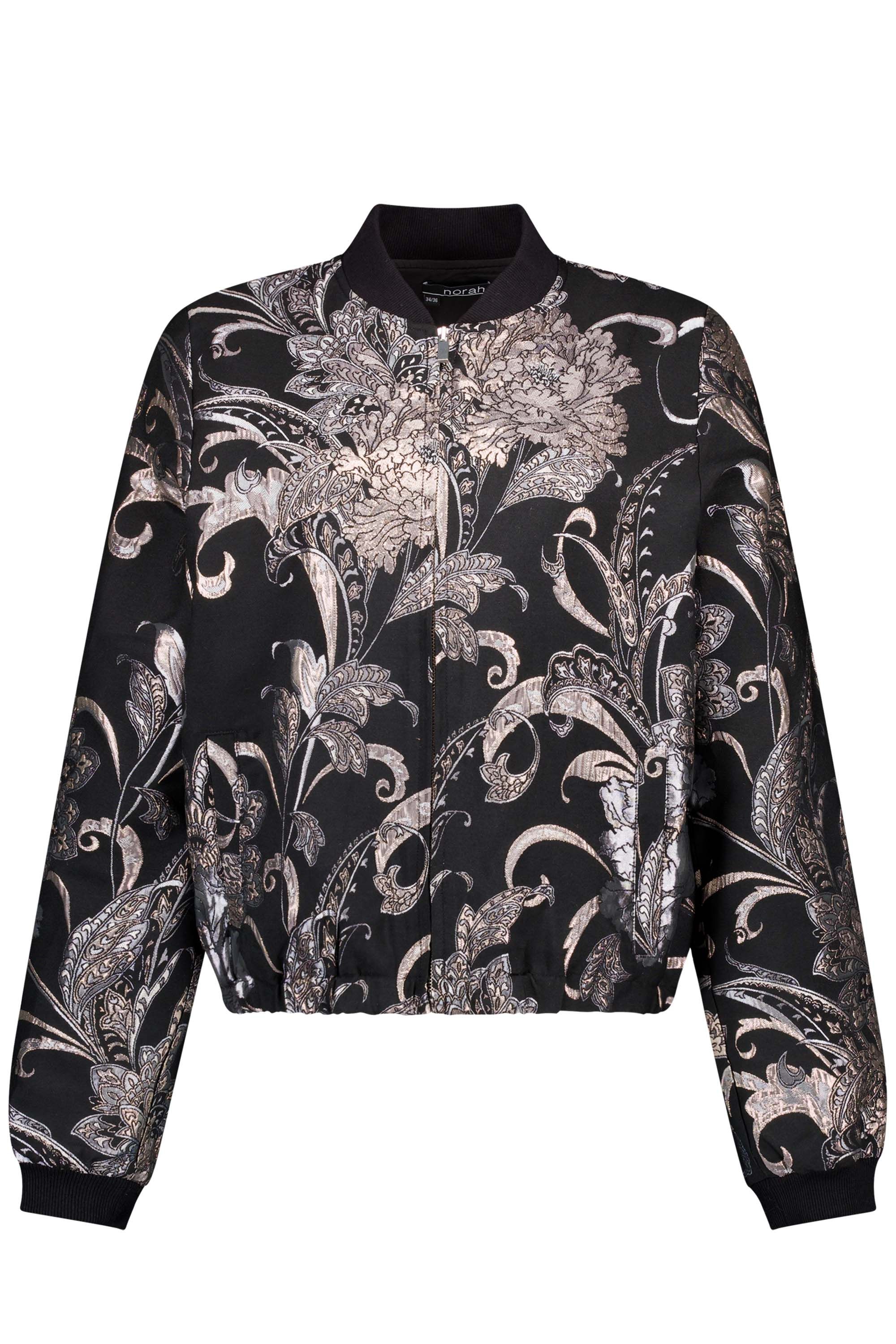 Norah Zwarte bomberjas met zilverkleurige print black/silver 217310-043-42-44