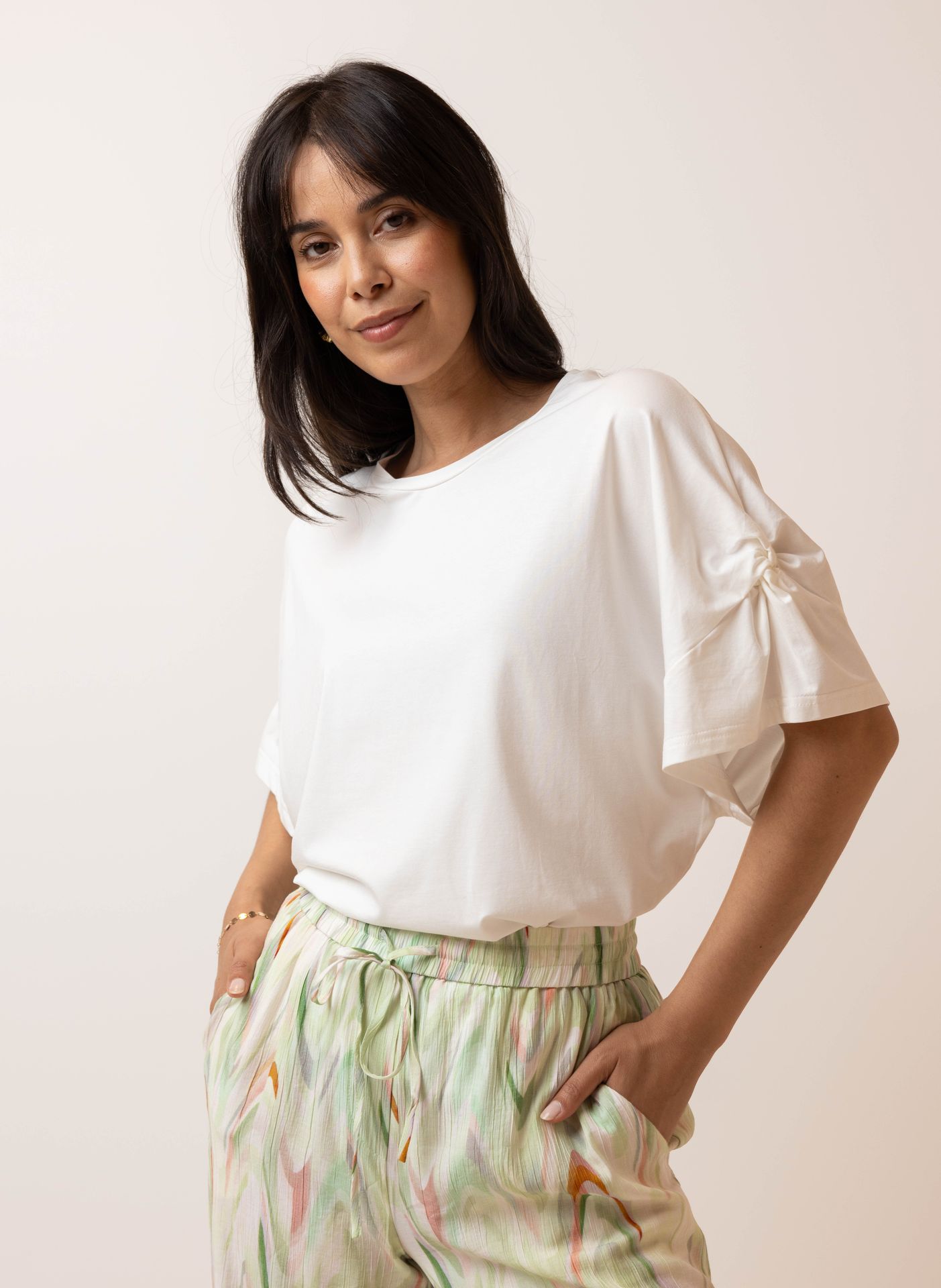 Norah Off-white shirt met plooidetail off-white 217312-101-38-40