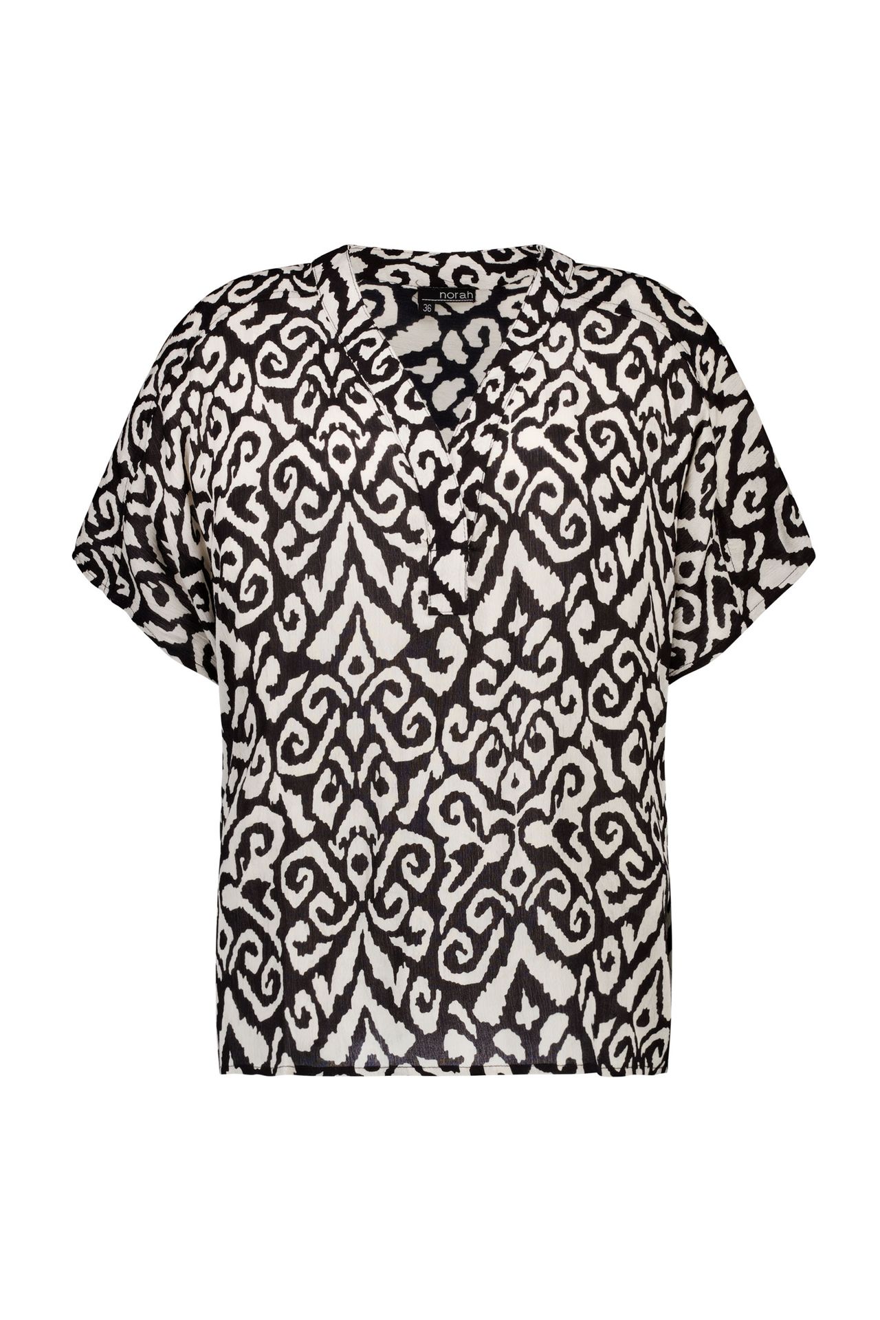 Norah Ecru blouse met grafische print ecru/black 217317-170-36