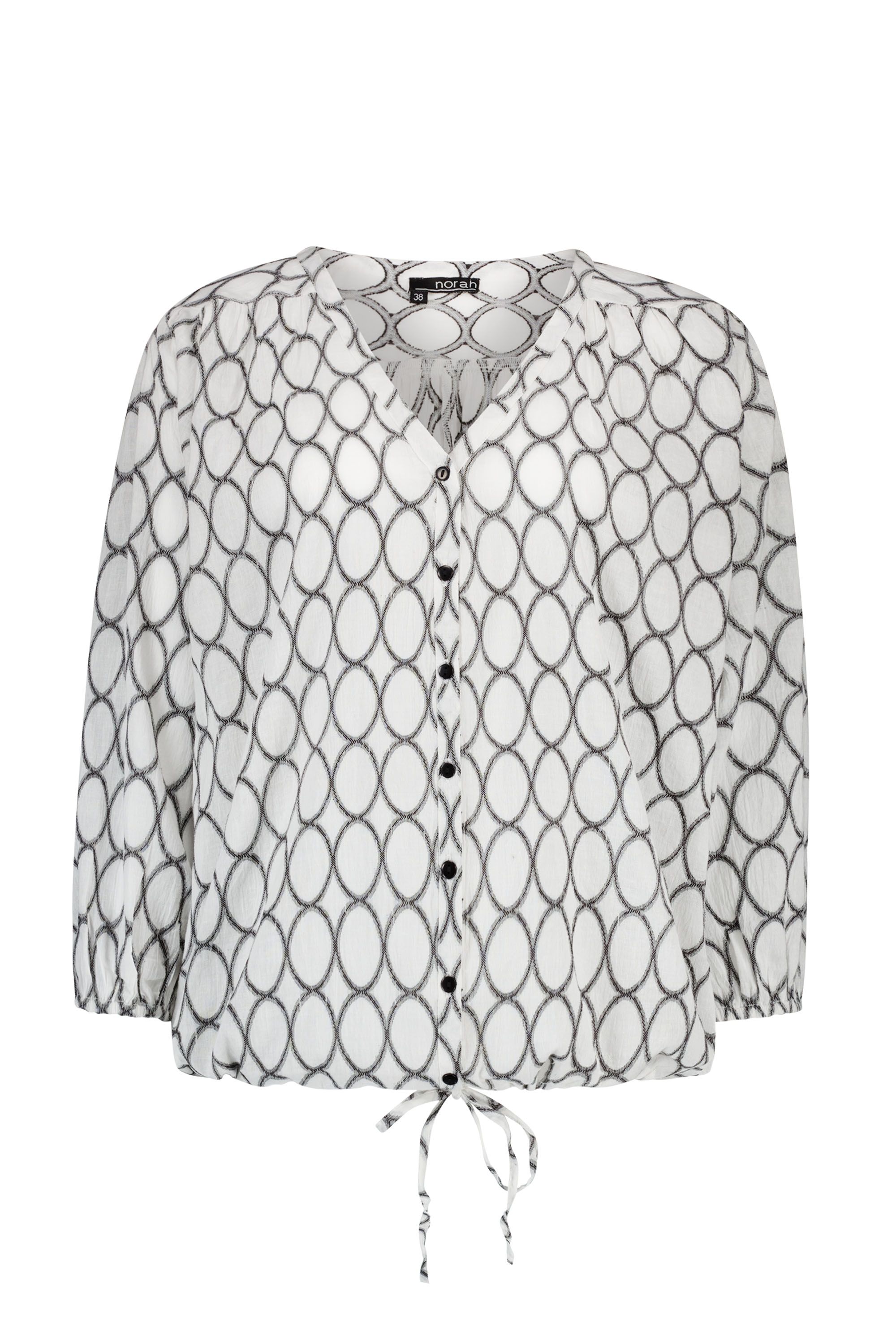Norah Zwart/witte blouse met strikkoord white/black 217319-131