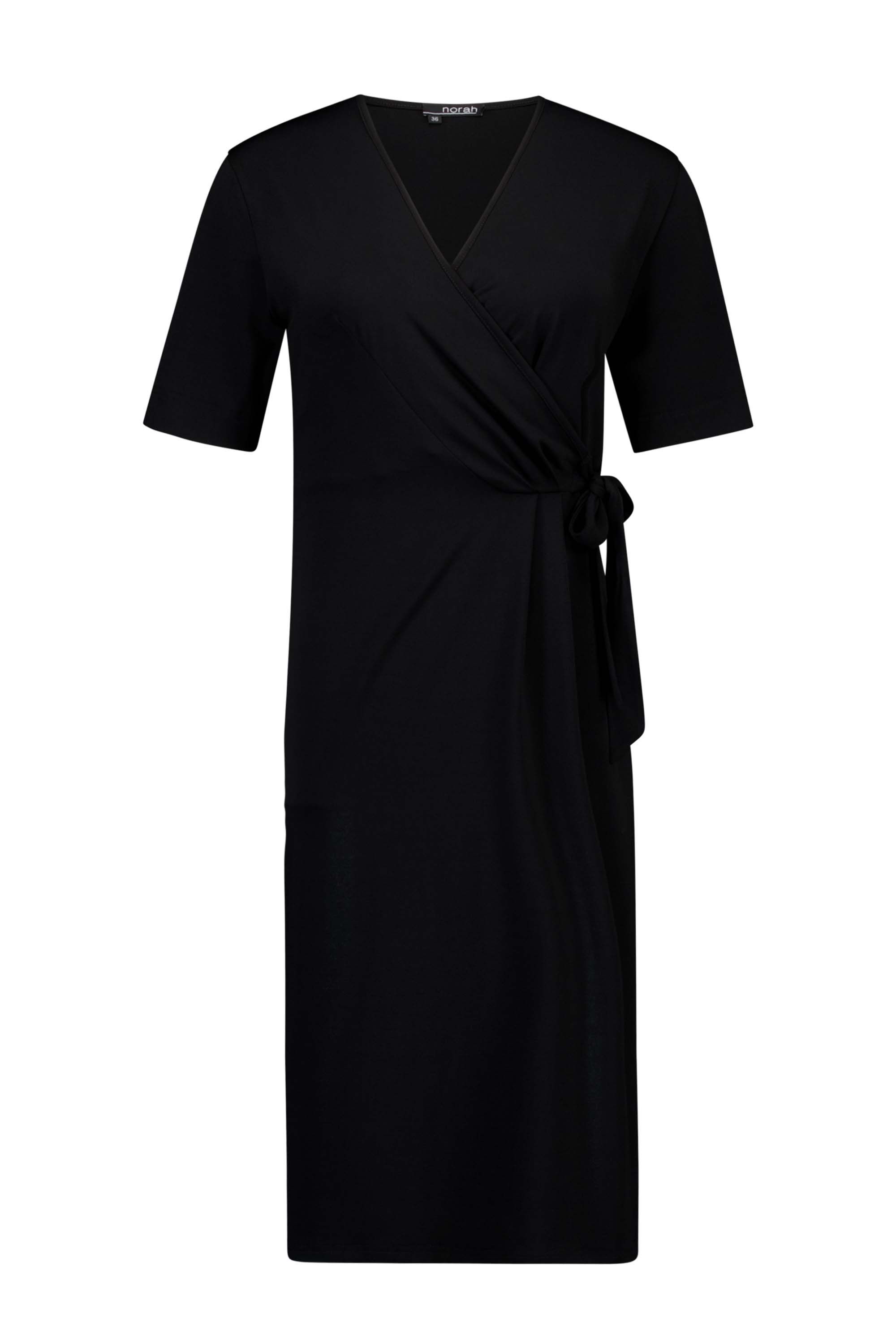 Norah Zwarte midi jurk met overslag black 217321-001-38