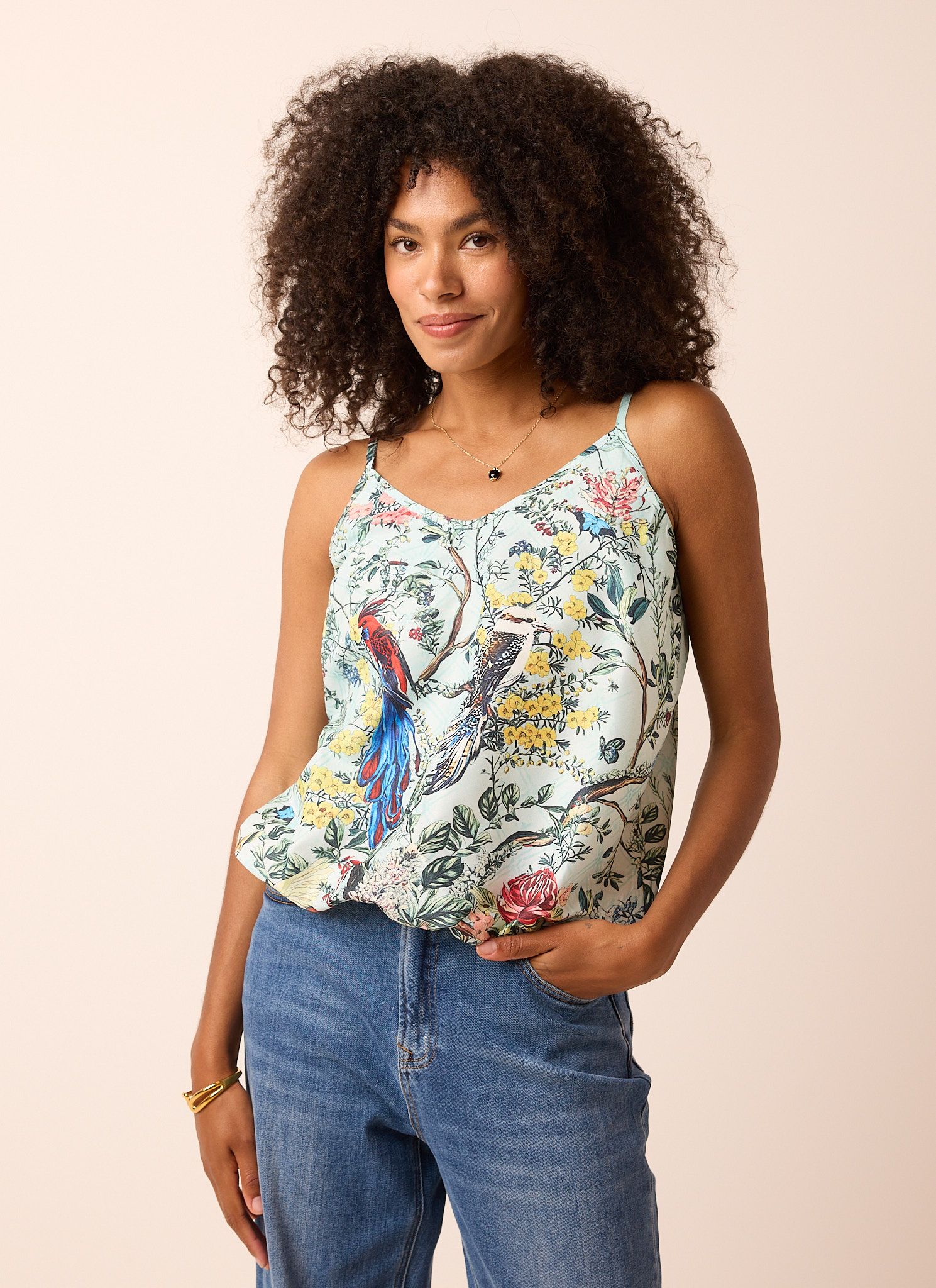 Norah Groene top met botanische print multicolor 217323-002
