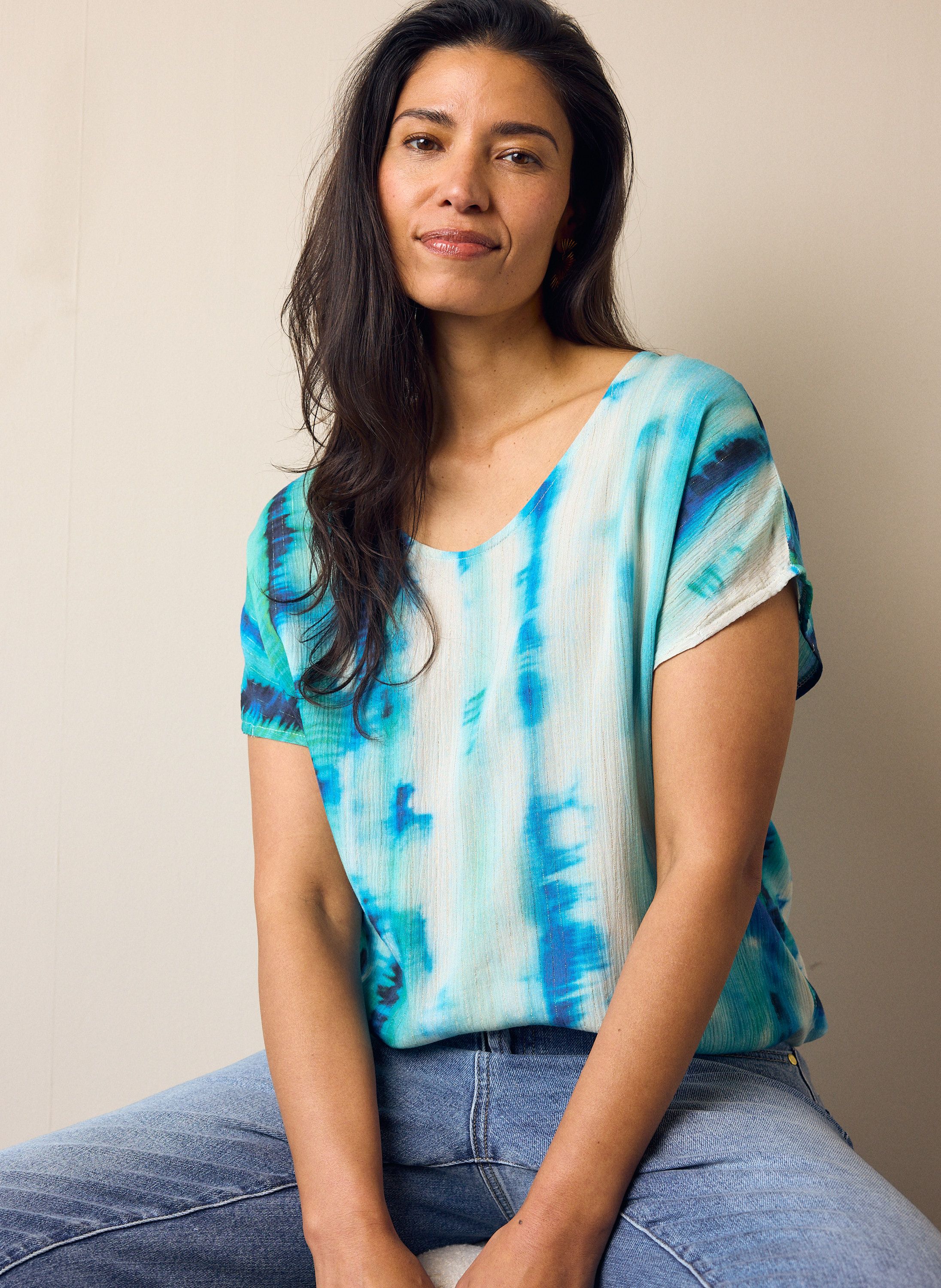 Norah Blauwe top met grafische print blue multicolor 217325-420-34