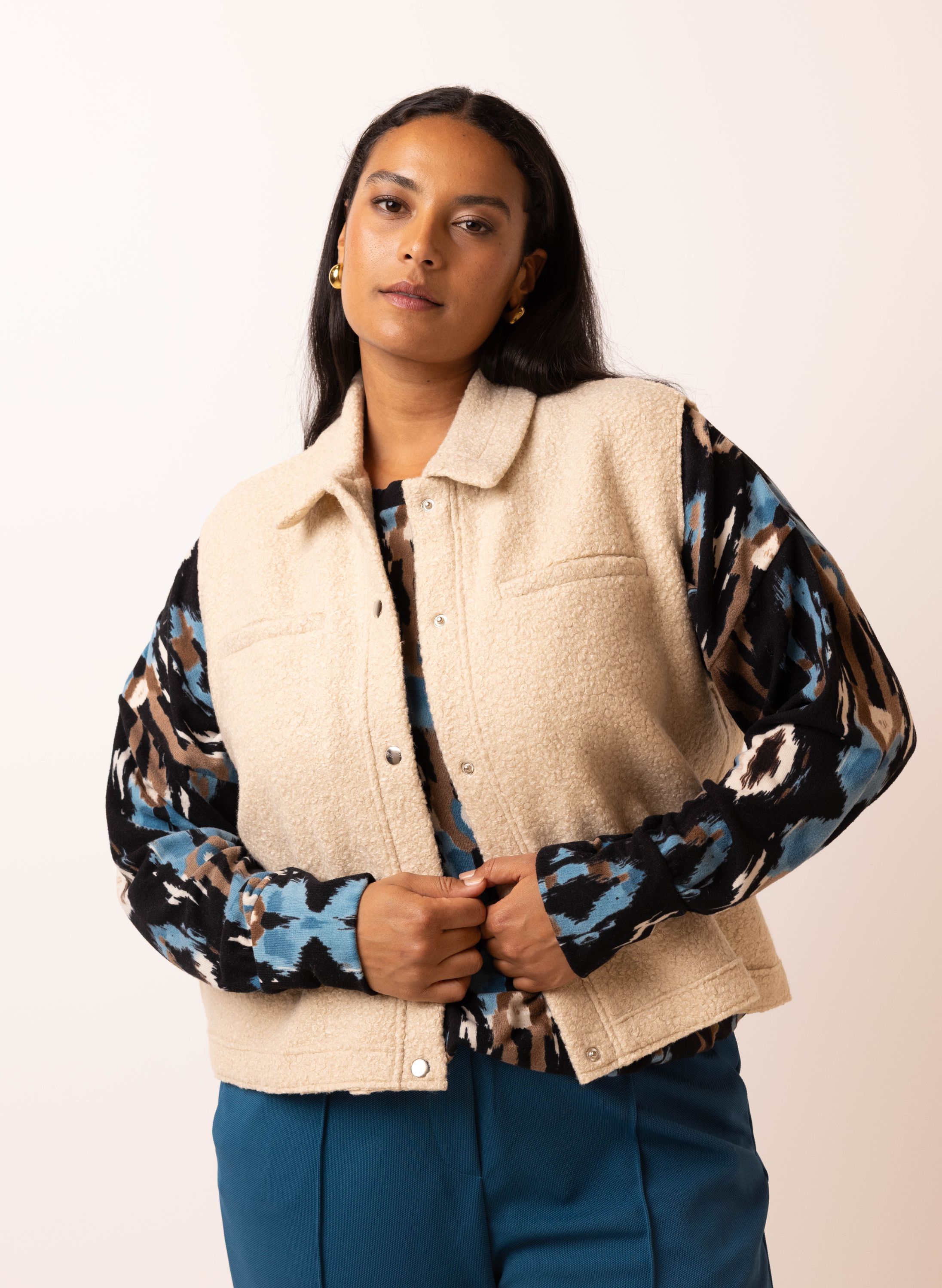 Norah Zandkleurig teddy gilet light sand 217326-111-38