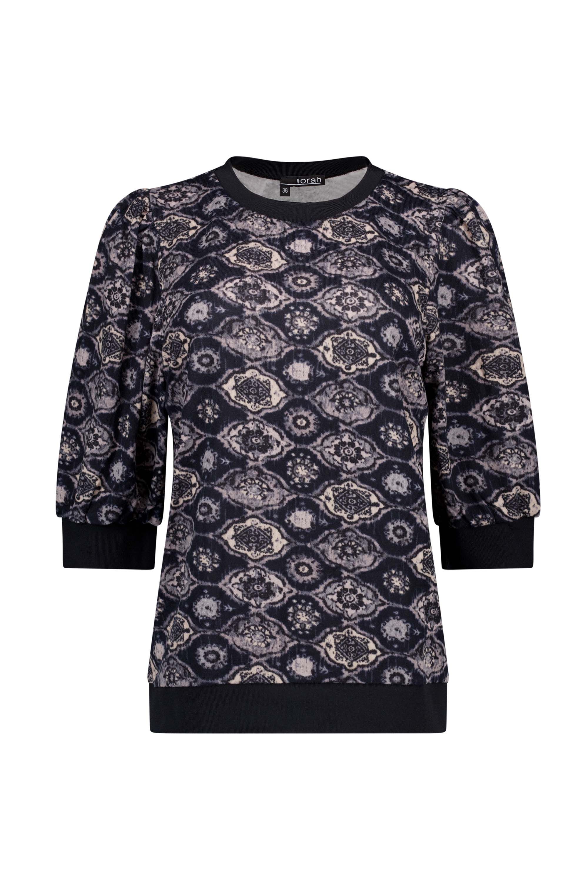 Norah Donkergrijs shirt met grafisch dessin dark grey multicolor 217332-091-36