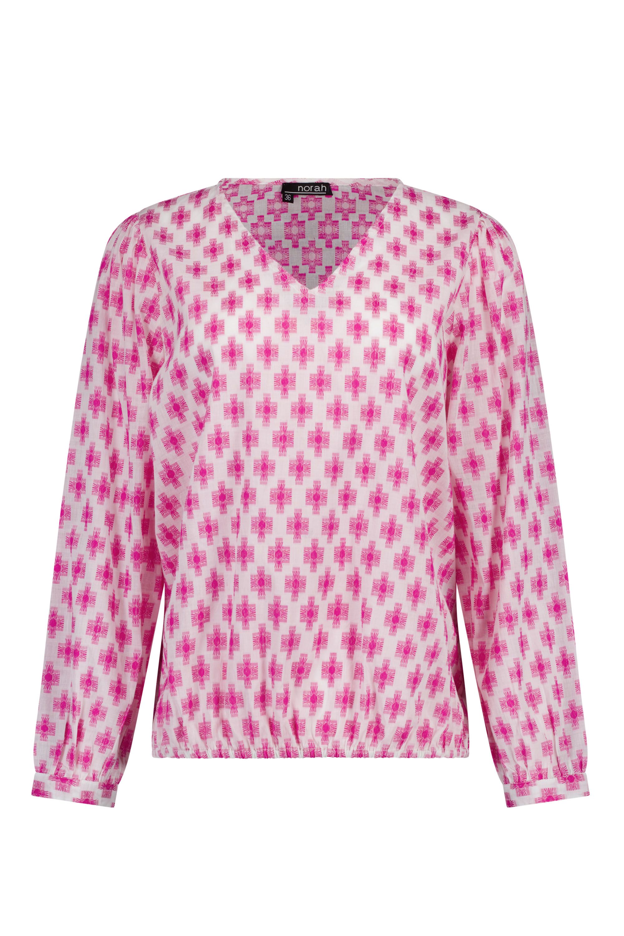 Norah Roze blouse met grafische print pink/white 217333-931
