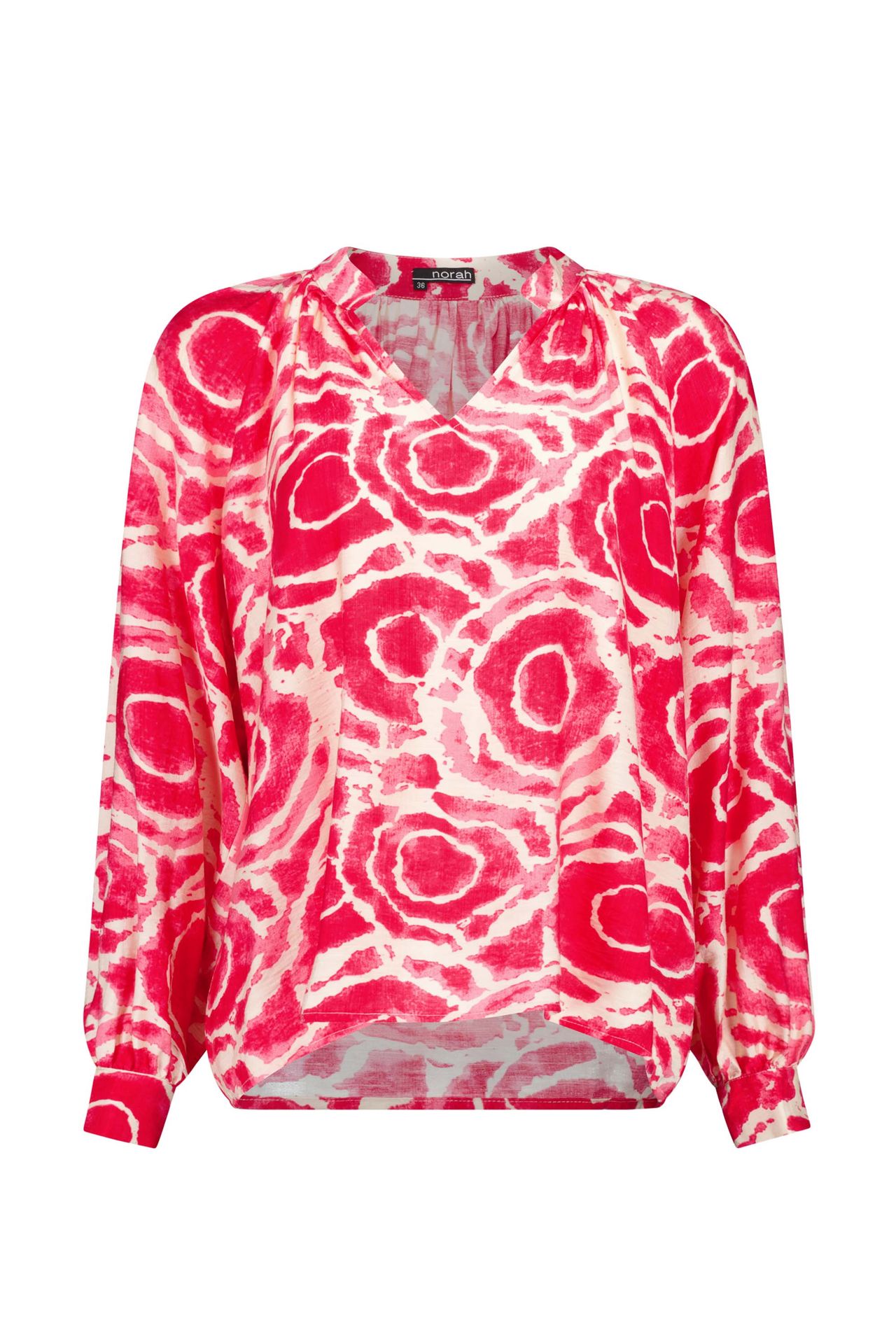 Norah Ecru  blouse met roze grafische print
 cerise multicolor 217336-956-34