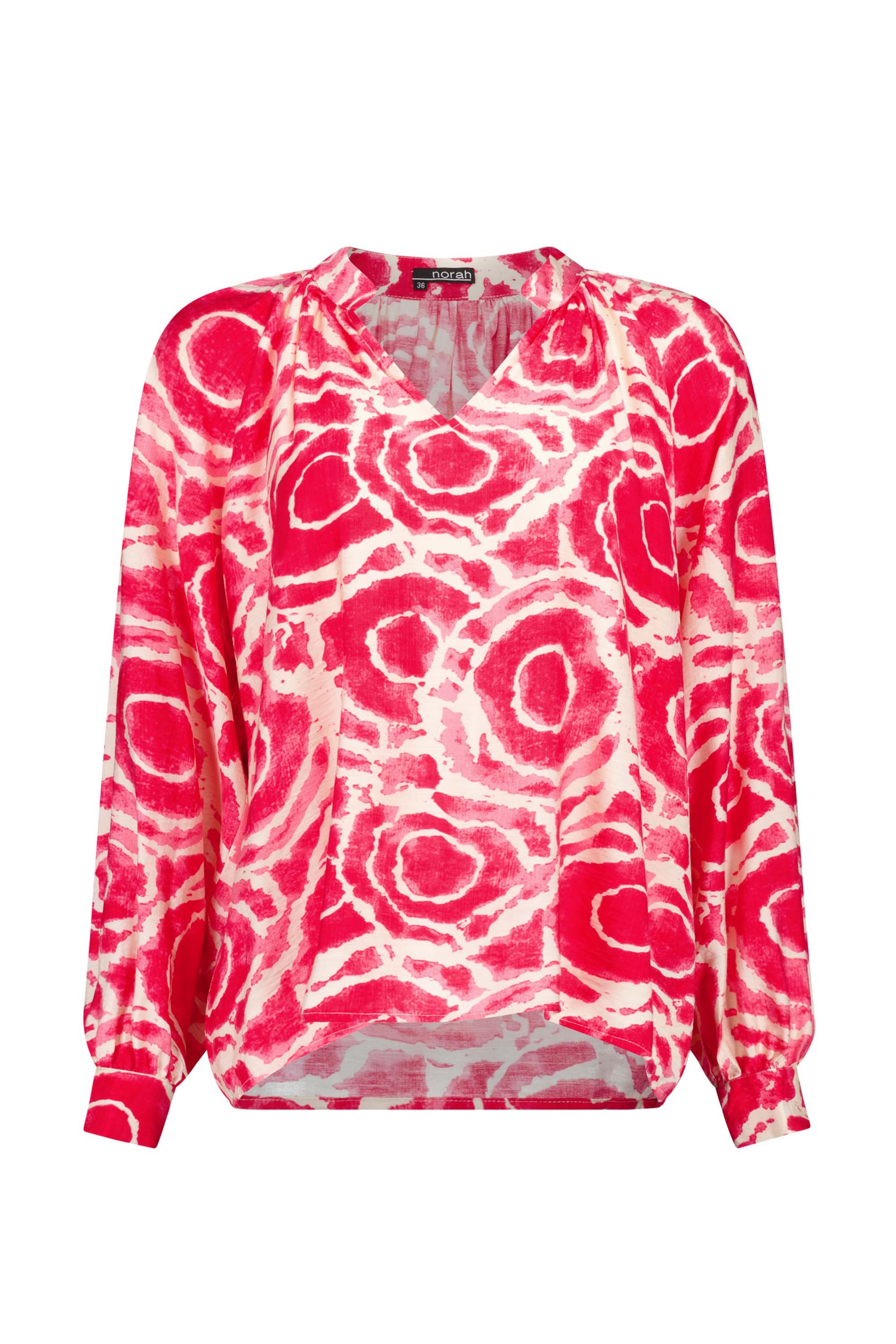 Norah Ecru  blouse met roze grafische print
 cerise multicolor 217336-956-38