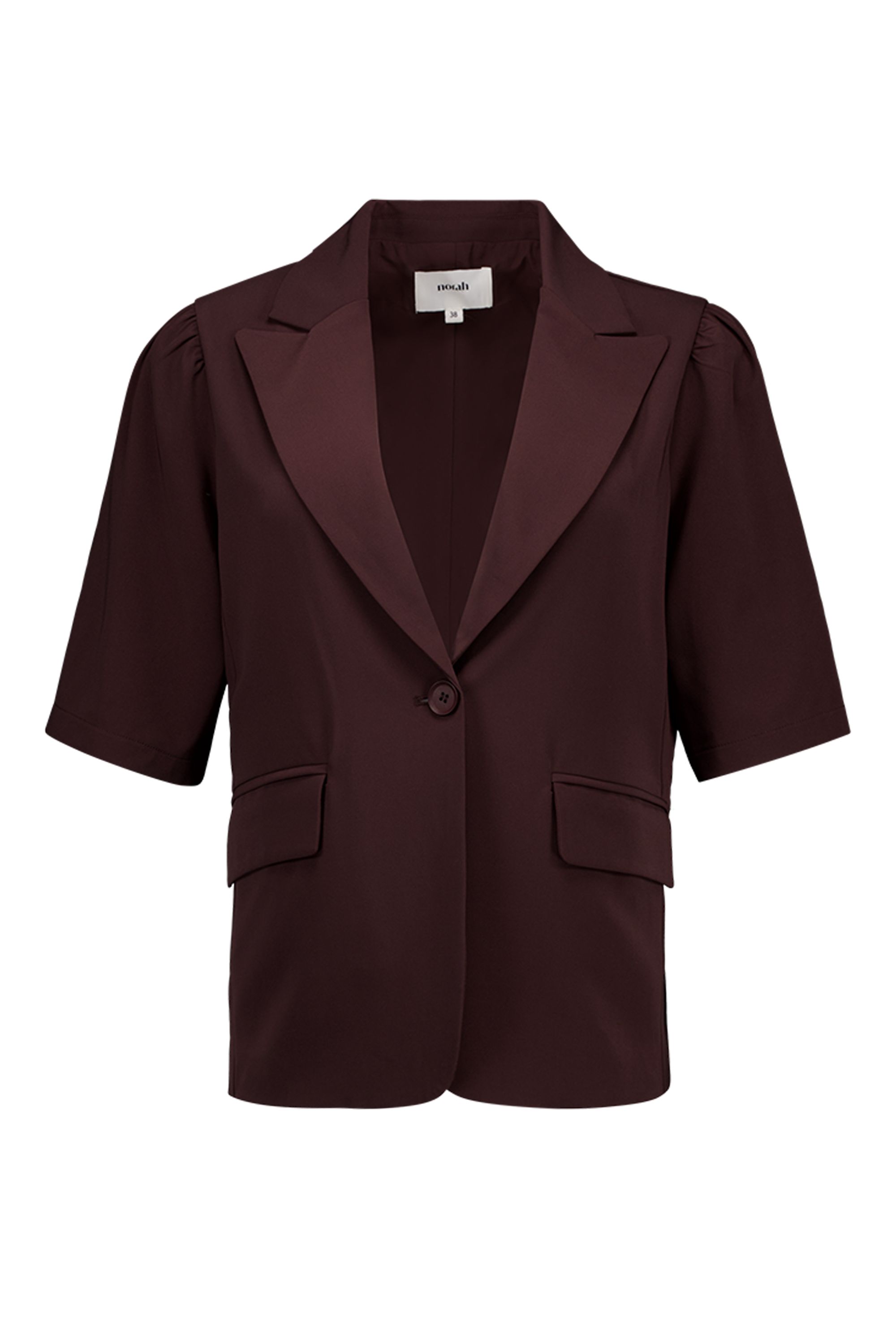 Norah Bruine blazer met korte pofmouwen brown 217337-200-36