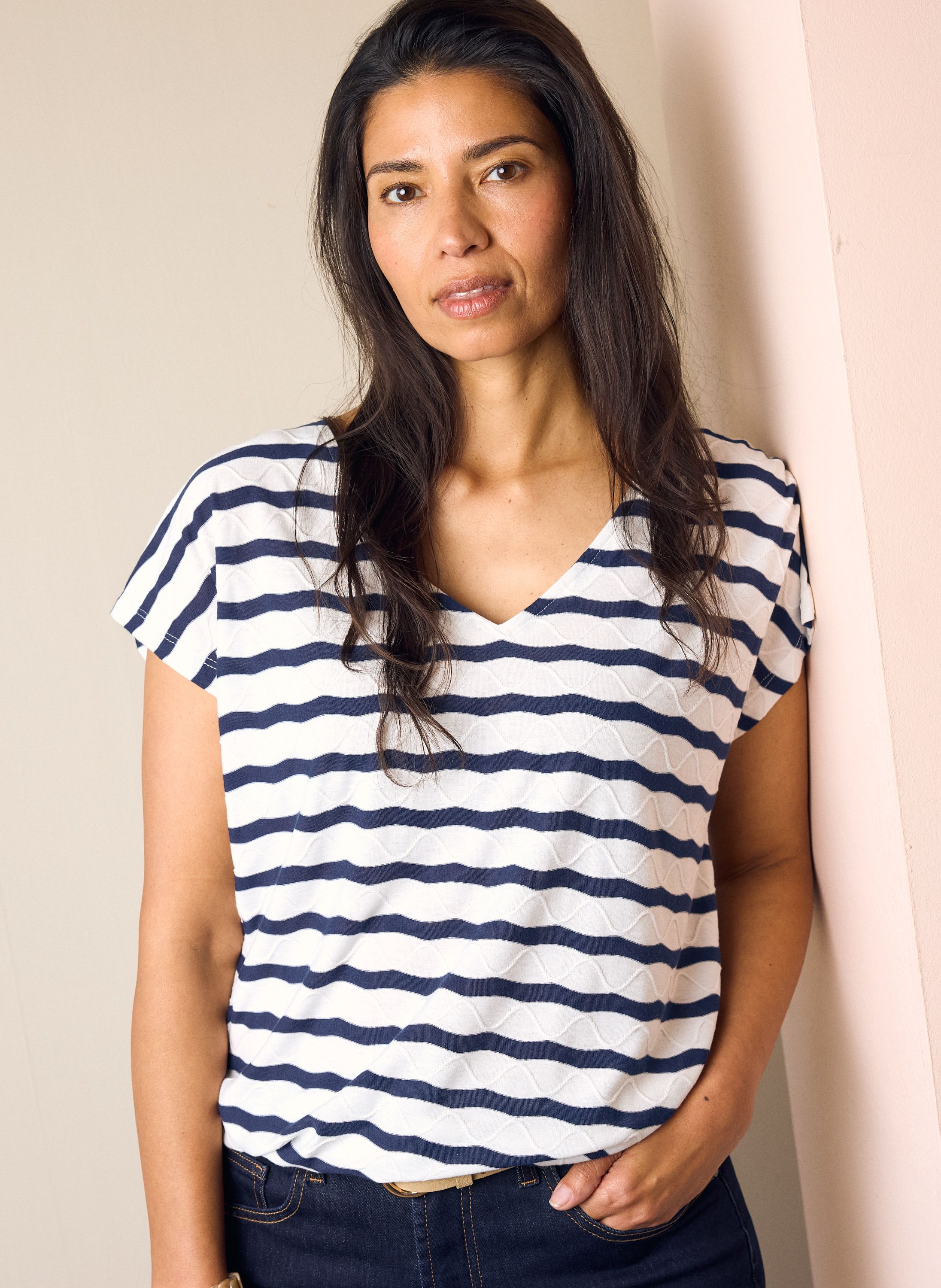 Norah Blauw/wit gestreept shirt  white/blue 217354-135-36