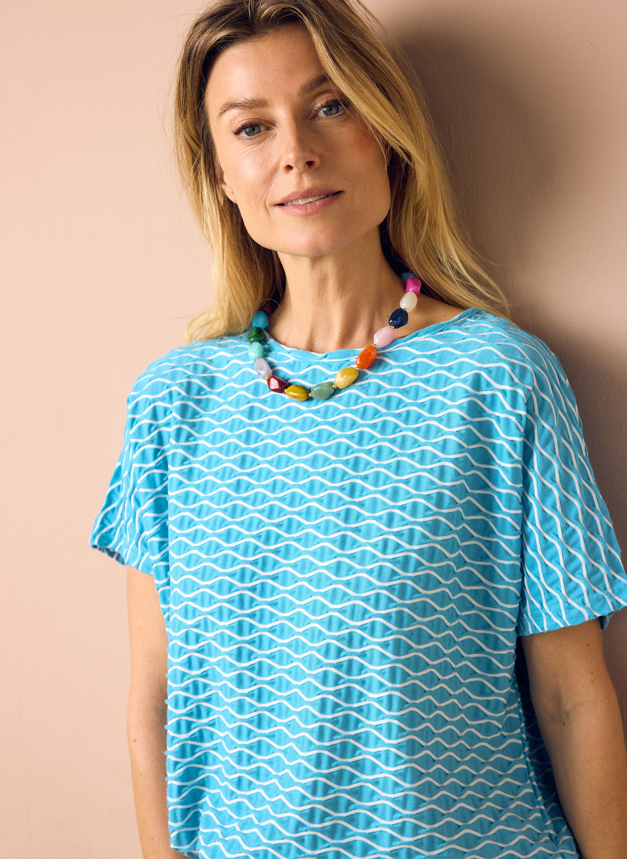 Norah Aquakleurig shirt met structuur aqua multicolor 217361-477-36