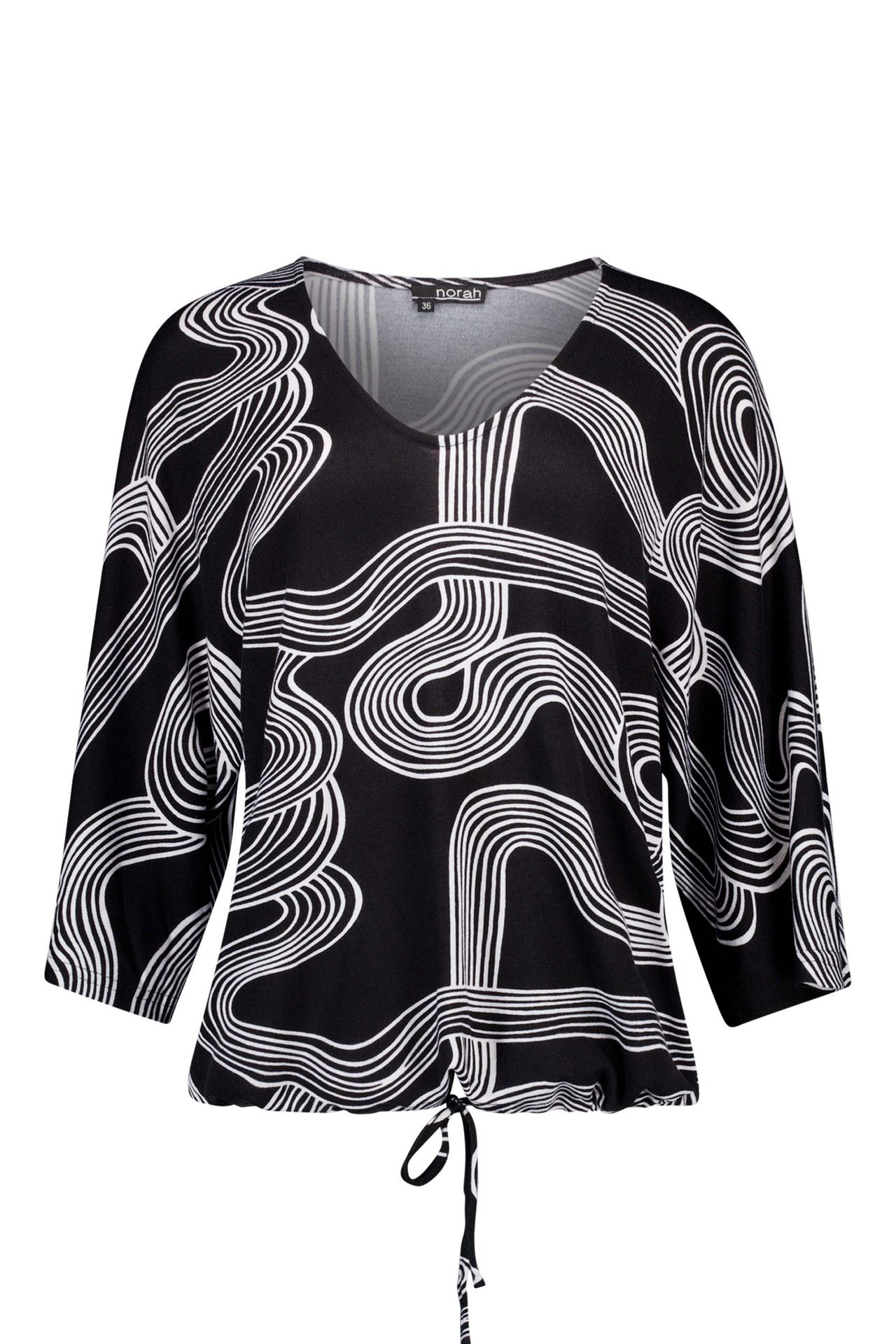 Norah Zwart/eru trui met trekkoord black/ecru 217364-041-36