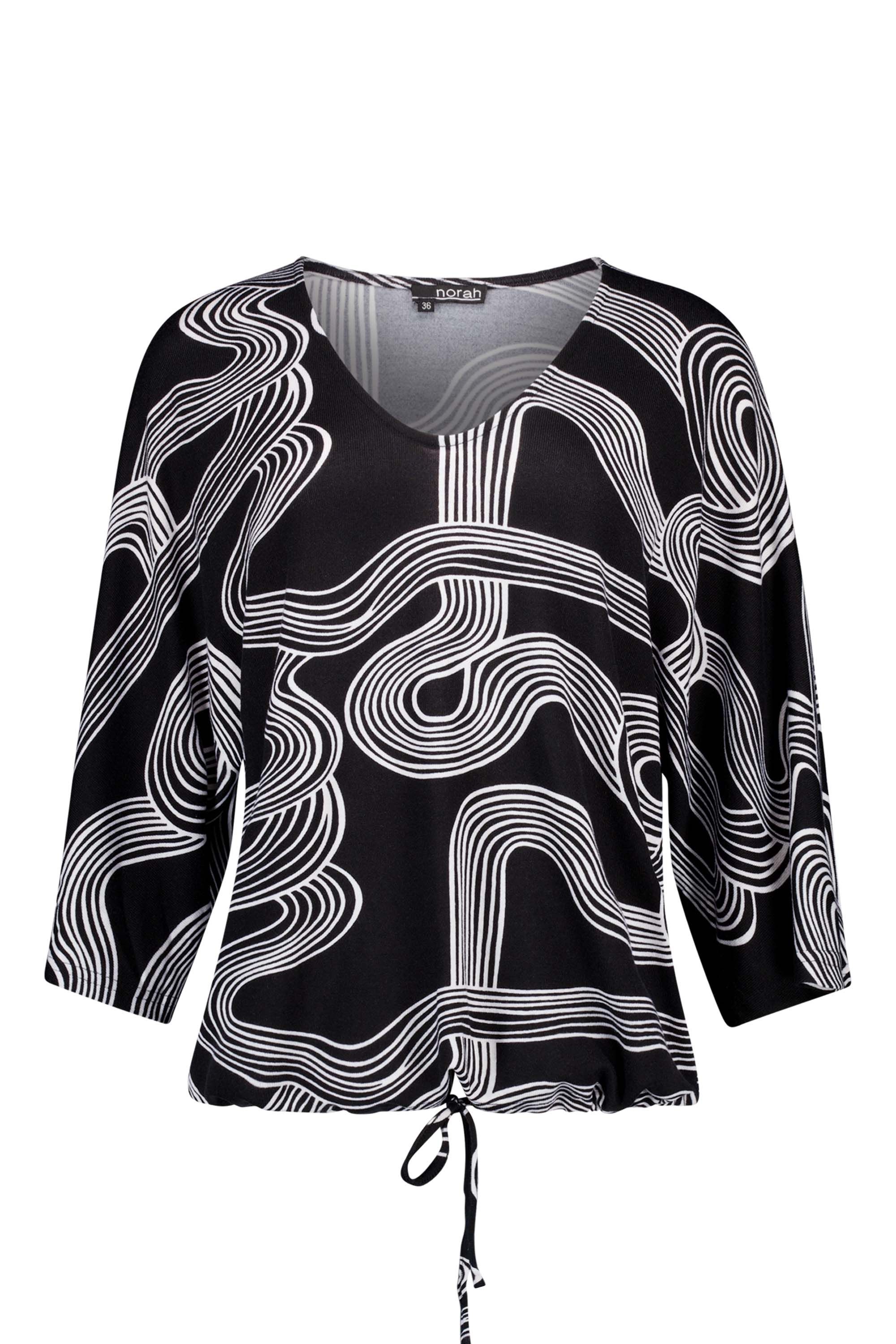 Norah Zwart/eru trui met trekkoord black/ecru 217364-041-48
