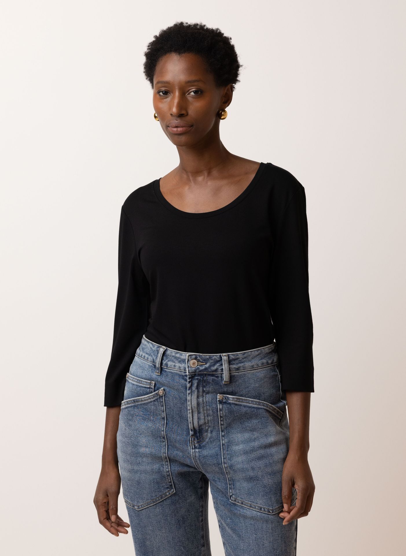 Norah Zwart shirt met stretch black 217372-001-42